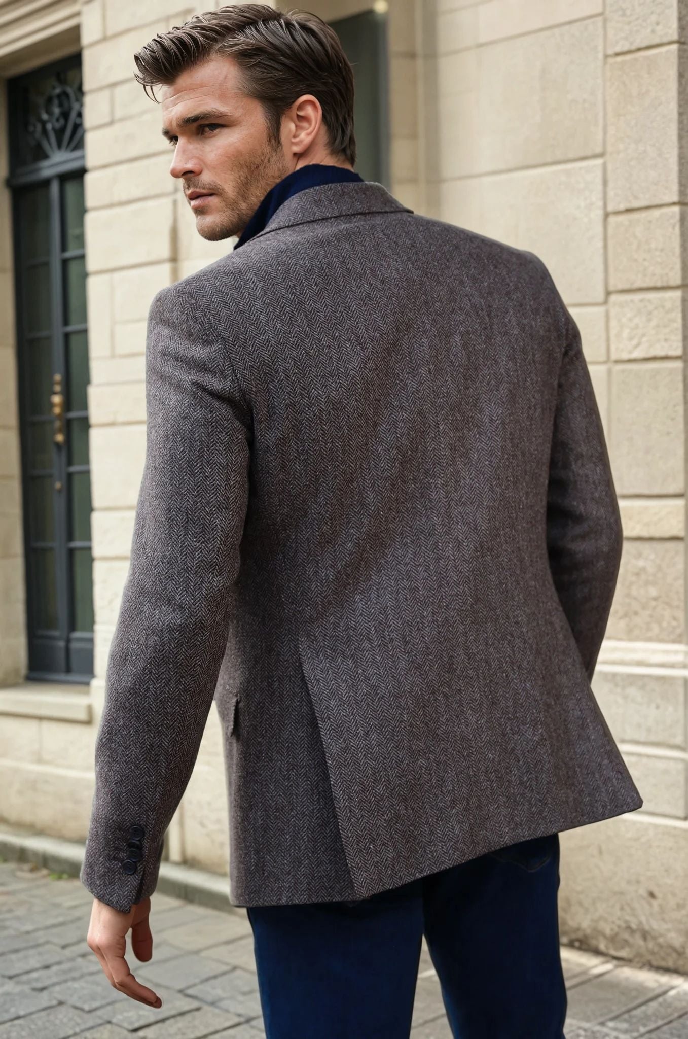 Veste Goal pure laine - Chevron marron-VESTE BLAZER HOMME-Curling-Paris