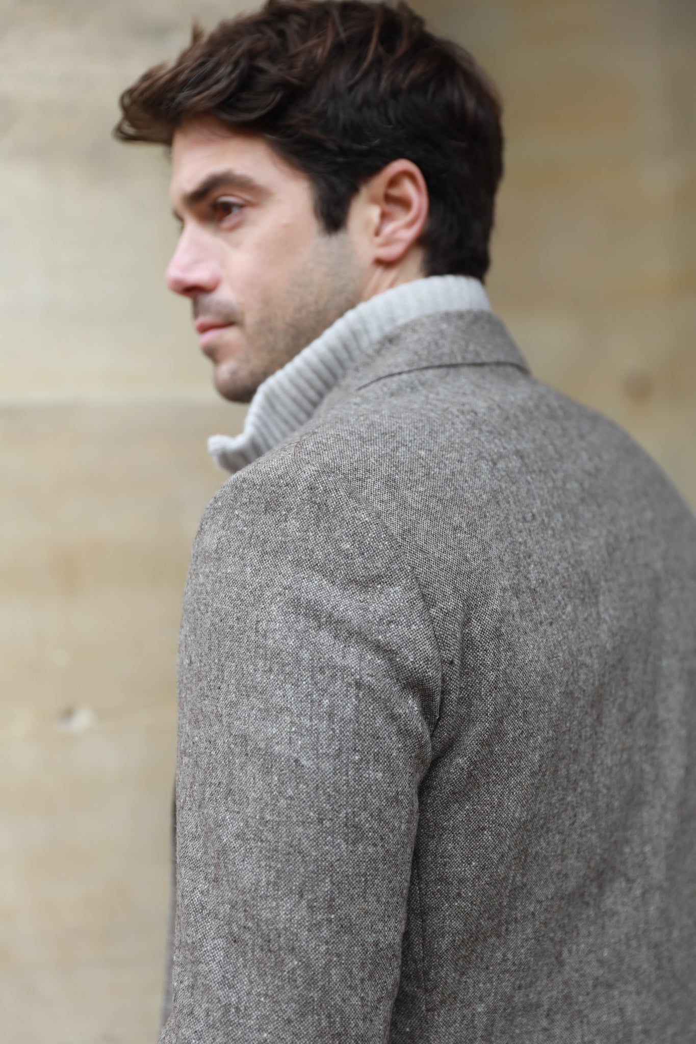 Veste Goal pure laine en tweed - Beige-VESTE BLAZER HOMME-Curling-Paris