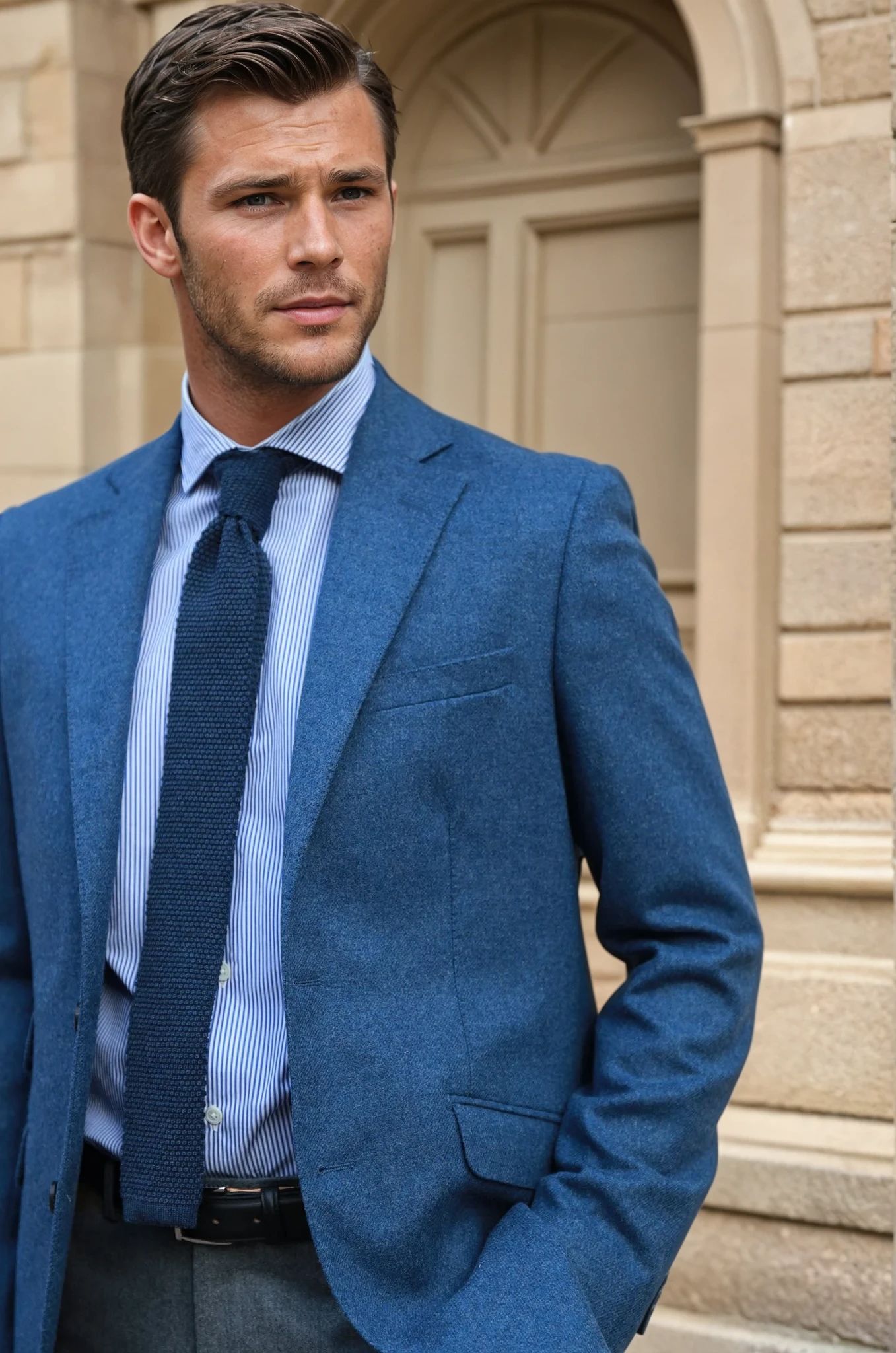 Veste Goal pure laine en tweed - Bleu Jean-VESTE BLAZER HOMME-Curling-Paris