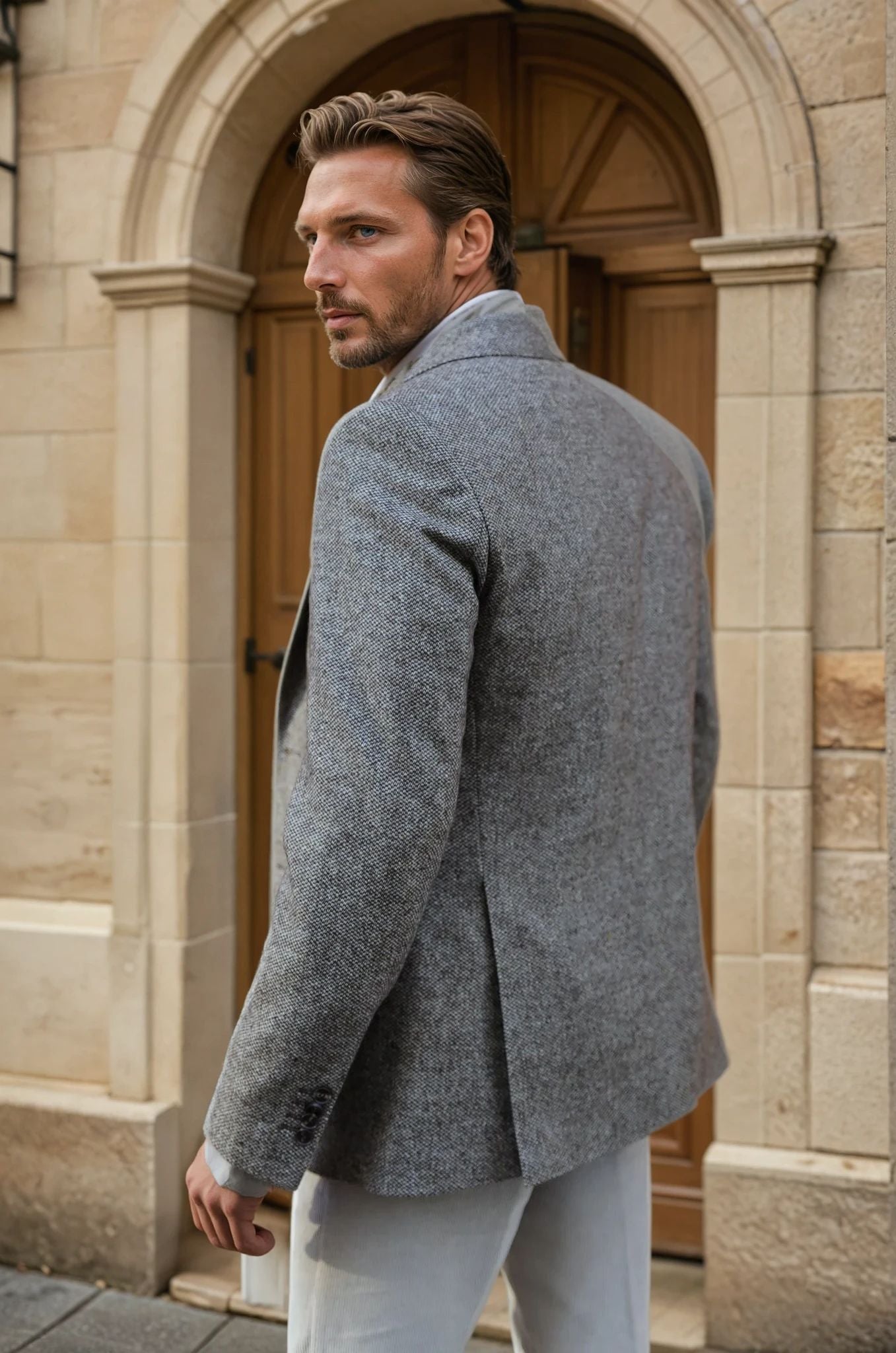 Veste Goal pure laine mérinos - Tweed Café-VESTE BLAZER HOMME-Curling-Paris