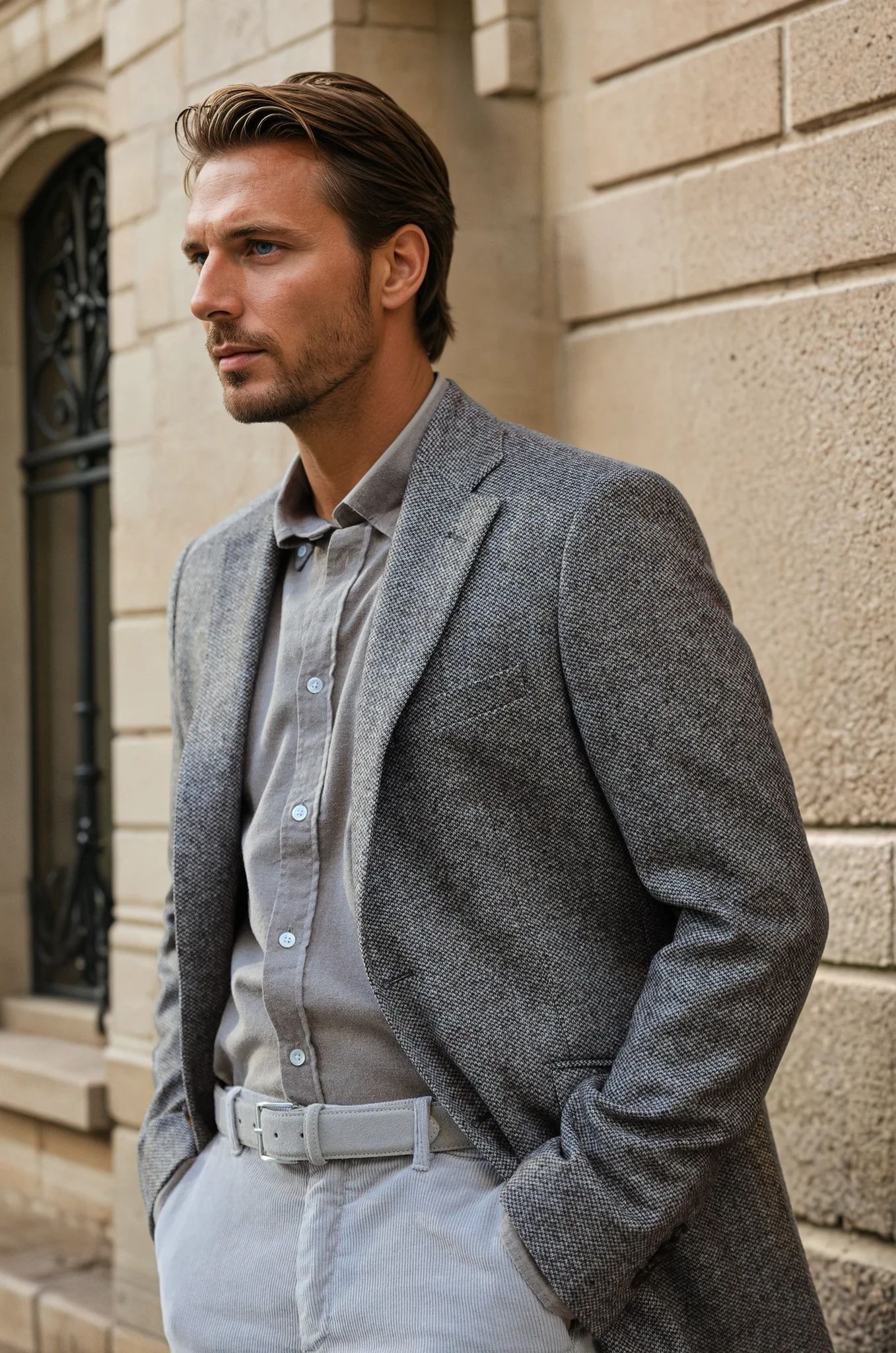 Veste Goal pure laine mérinos - Tweed Café-VESTE BLAZER HOMME-Curling-Paris