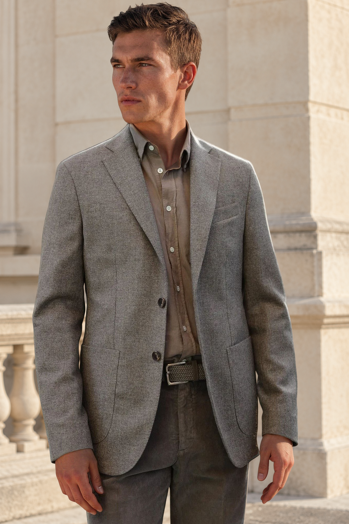 Veste Gostev en laine et cachemire - Taupe-VESTE BLAZER HOMME-Curling-Paris