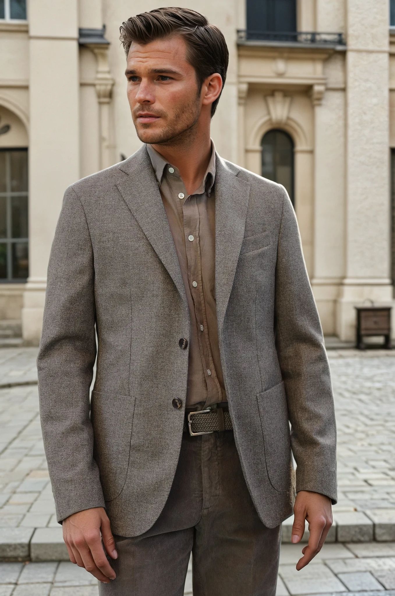 Veste Gostev en laine et cachemire - Taupe-VESTE BLAZER HOMME-Curling-Paris