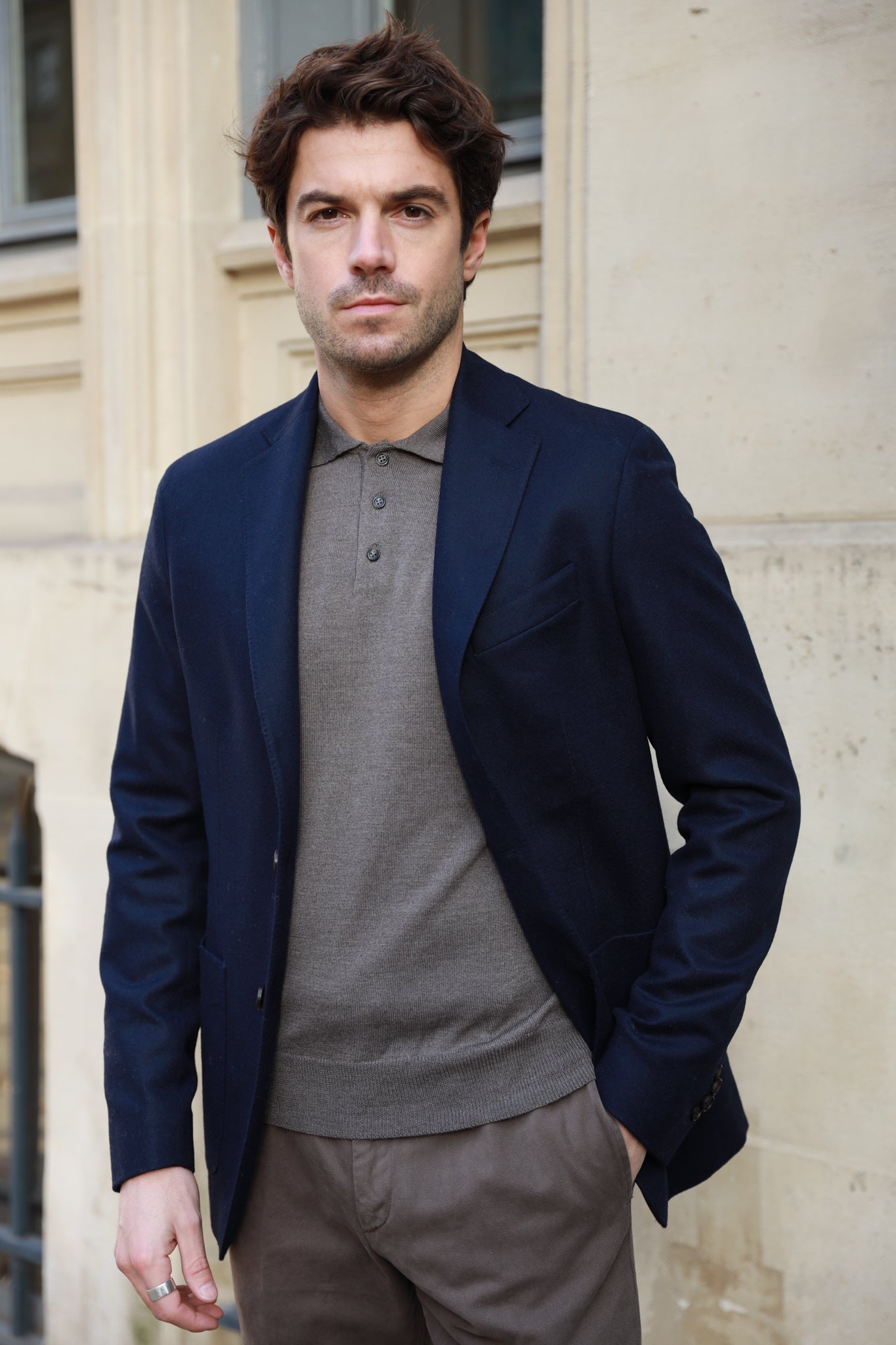 Veste Gostev pure laine - Marine-VESTE BLAZER HOMME-Curling-Paris