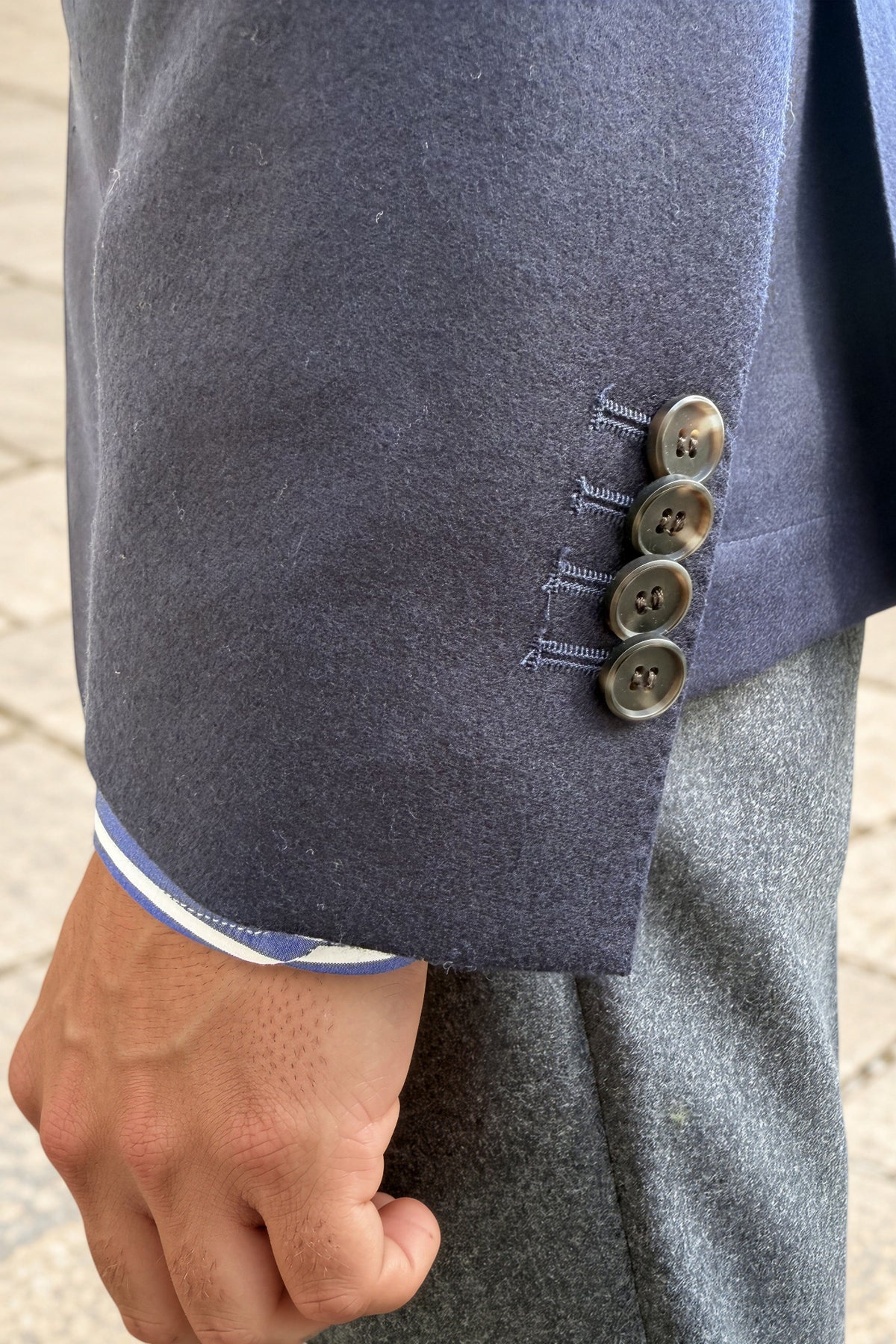 Veste Gostev tissu en laine et cachemire Loro Piana - Marine-VESTE BLAZER HOMME-Curling-Paris