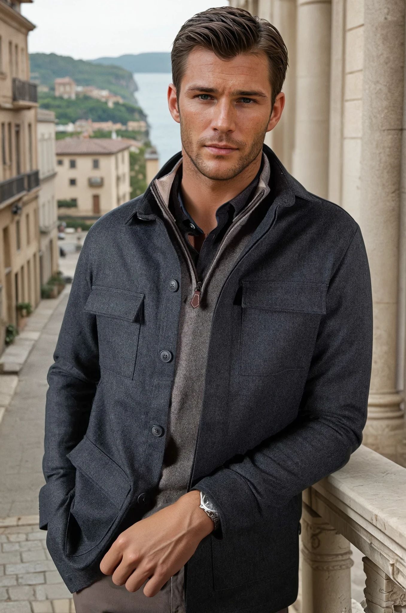 Veste Hector - Gris Chine-MANTEAU HOMME-Curling-Paris