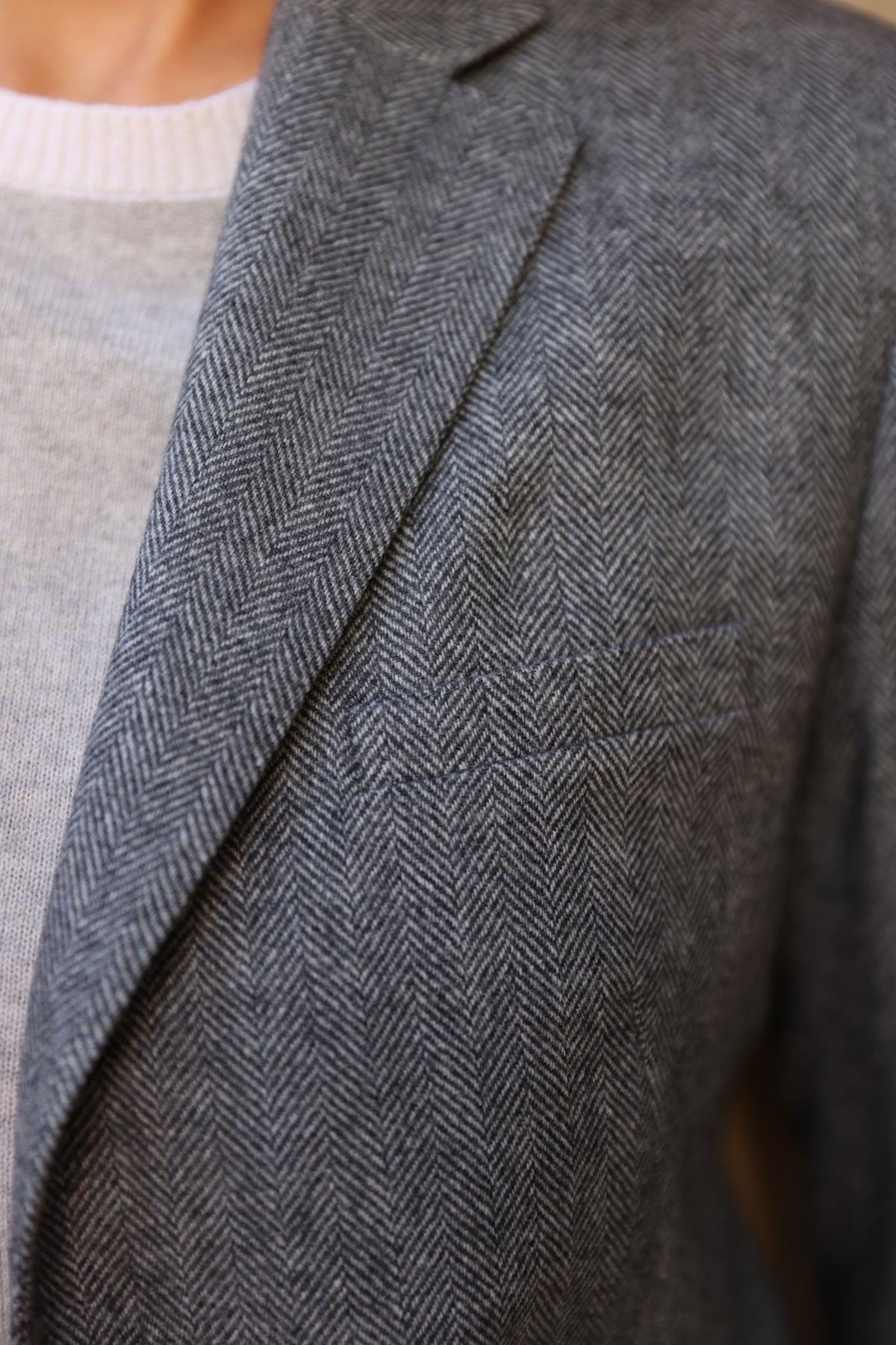 Veste Isabel 100% laine vierge - Chevron Gris-VESTE BLAZER FEMME-Curling-Paris