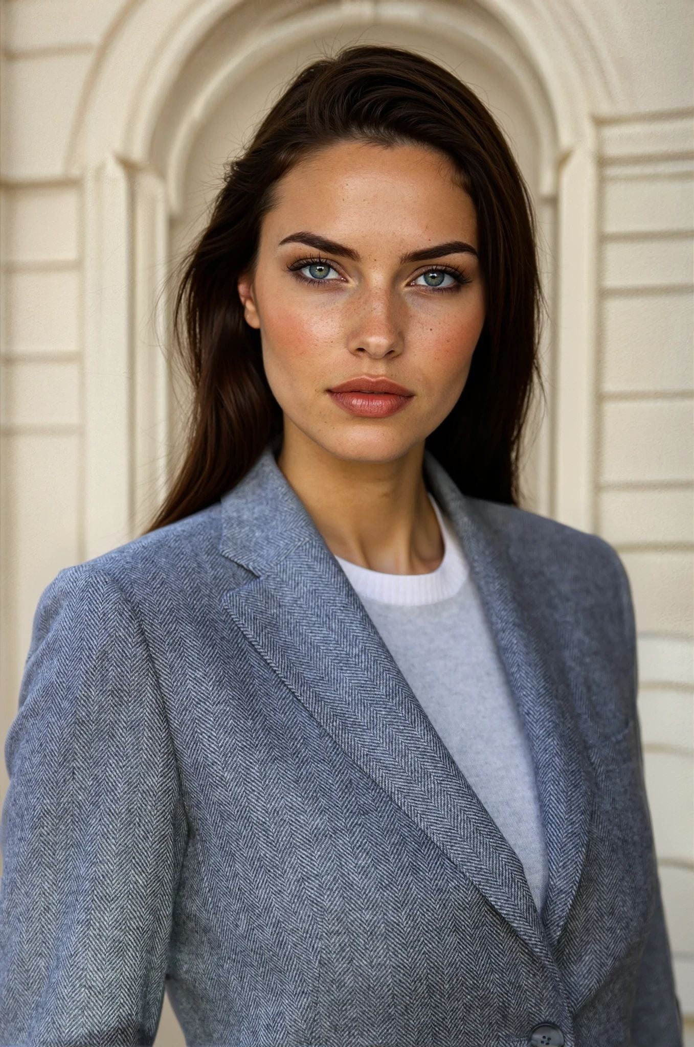 Veste Isabel 100% laine vierge - Chevron Gris-VESTE BLAZER FEMME-Curling-Paris