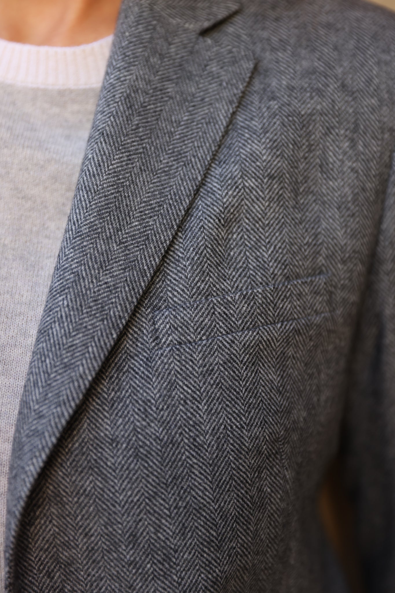 Veste Isabel 100% laine vierge - Chevron Gris-VESTE BLAZER FEMME-Curling-Paris