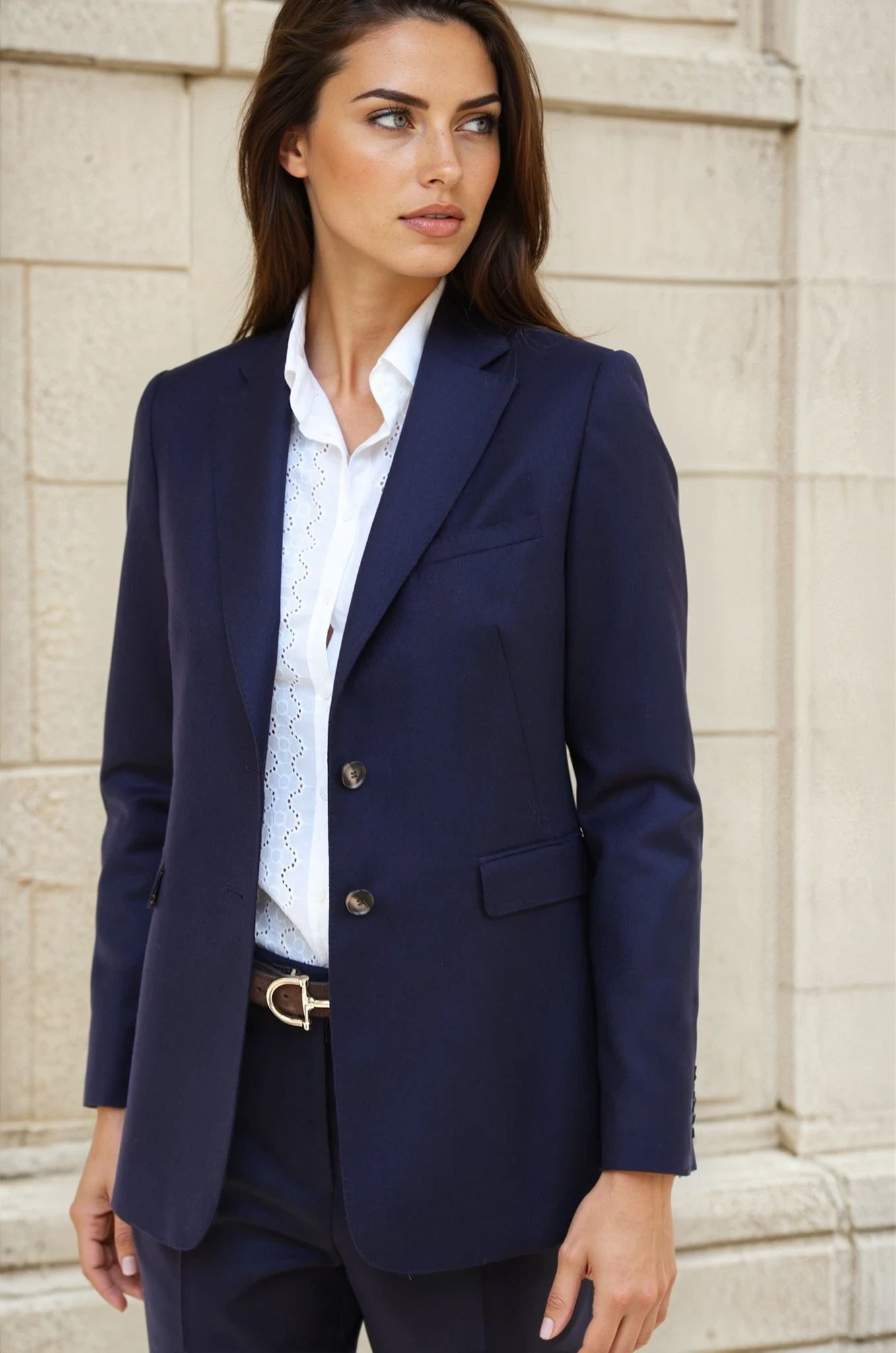 Veste Isabel 100% laine vierge - Marine-VESTE BLAZER FEMME-Curling-Paris