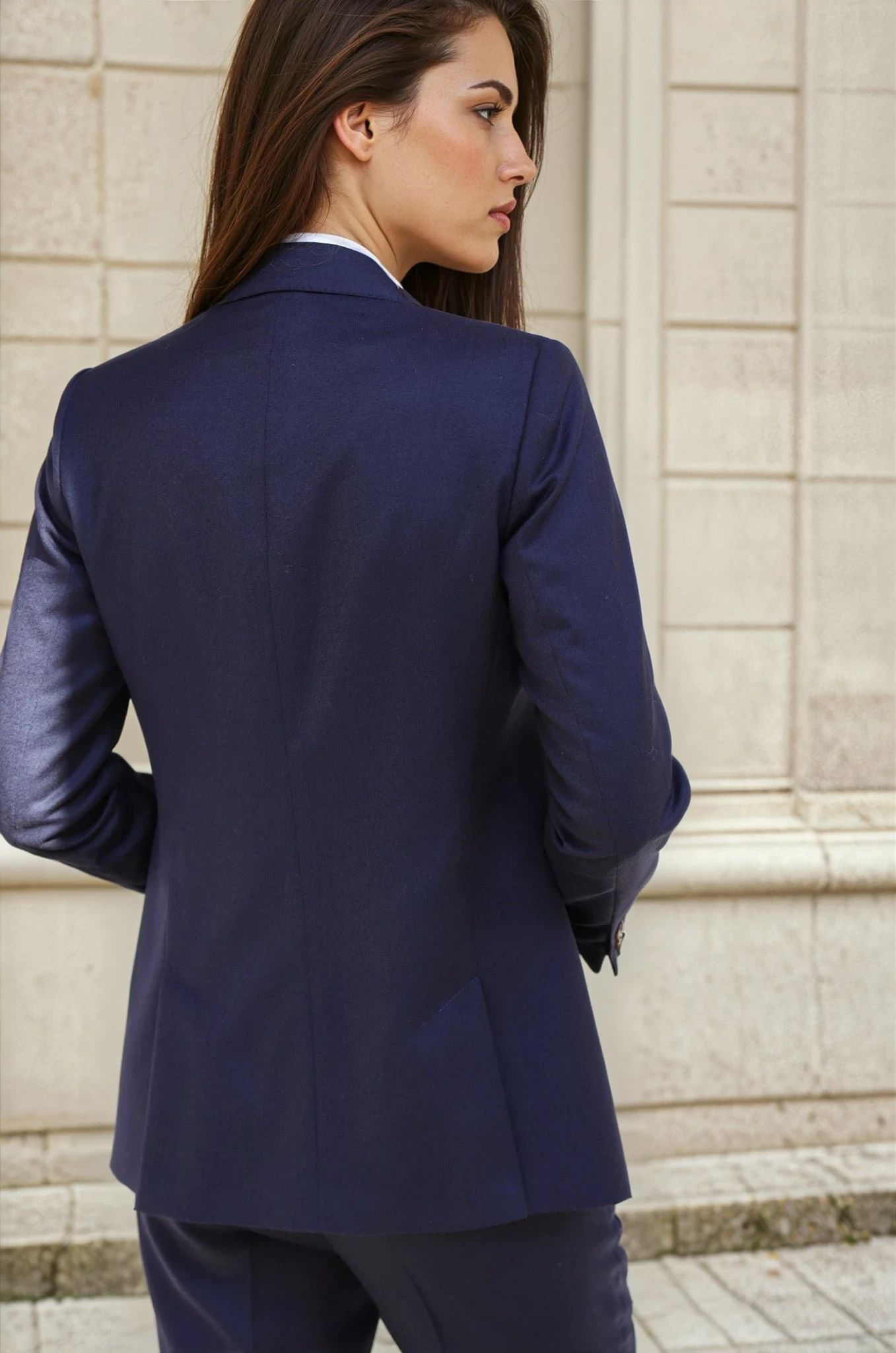 Veste Isabel 100% laine vierge - Marine-VESTE BLAZER FEMME-Curling-Paris