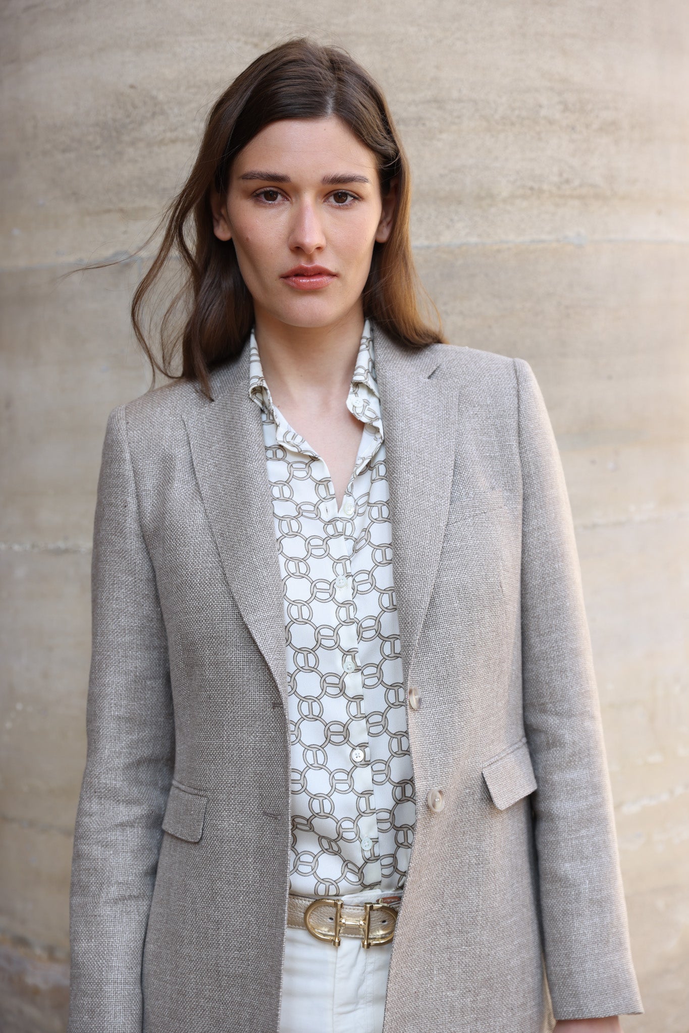 Veste Isabel en laine & lin Di Fabio - Beige-VESTE BLAZER FEMME-Curling-Paris