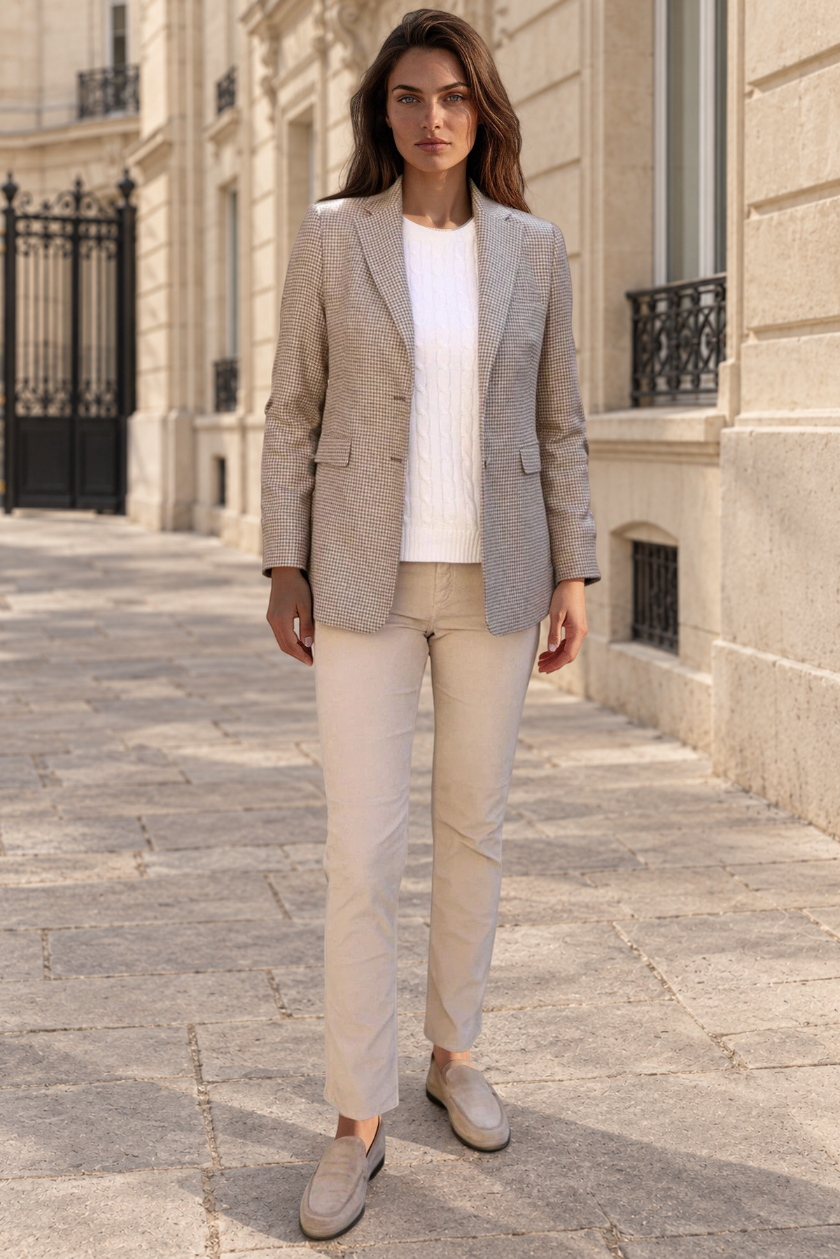 Veste Isabel en laine vierge - Beige-VESTE BLAZER FEMME-Curling-Paris