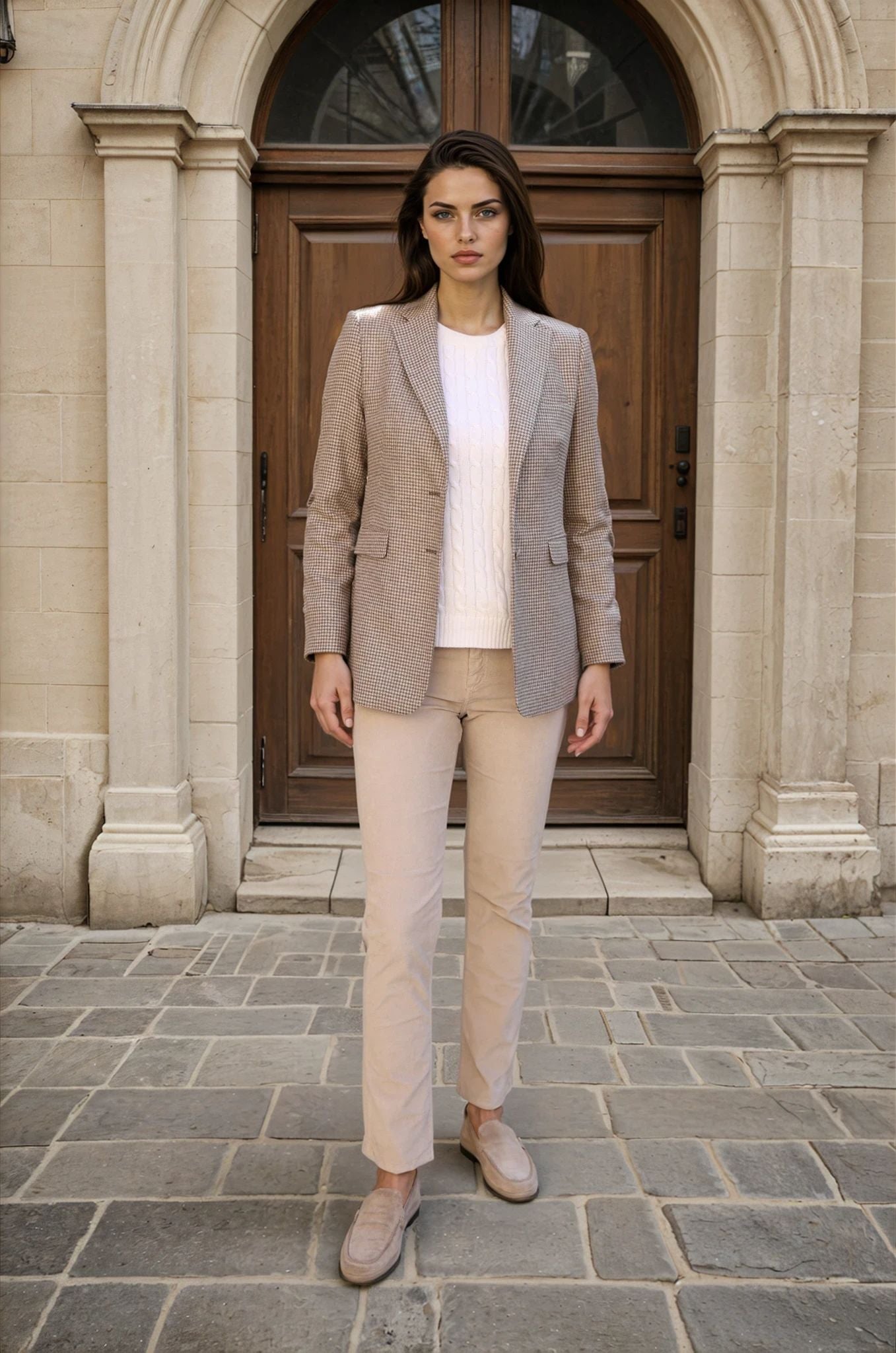 Veste Isabel en laine vierge - Beige-VESTE BLAZER FEMME-Curling-Paris