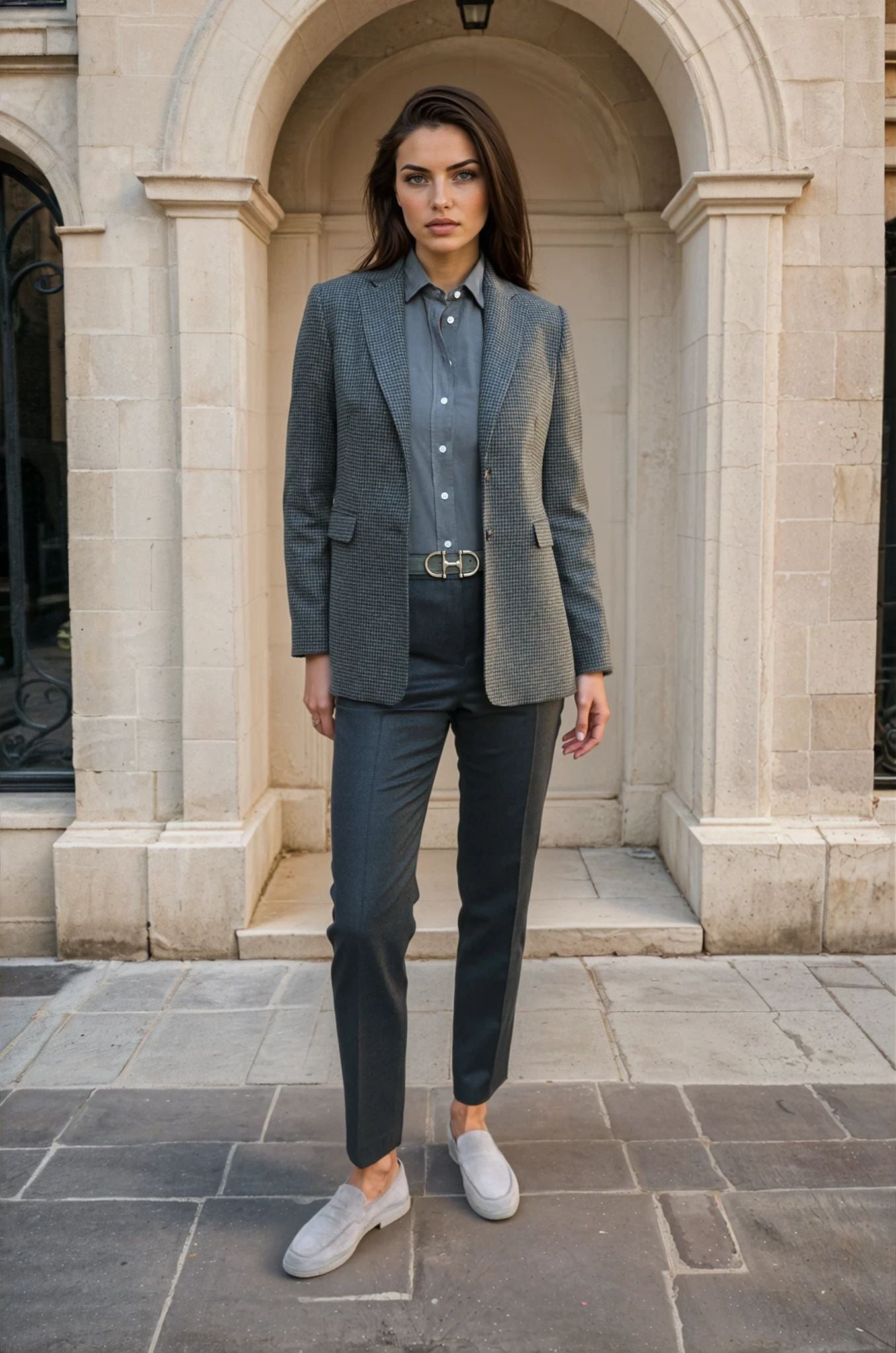 Veste Isabel en laine vierge - Kaki-VESTE BLAZER FEMME-Curling-Paris