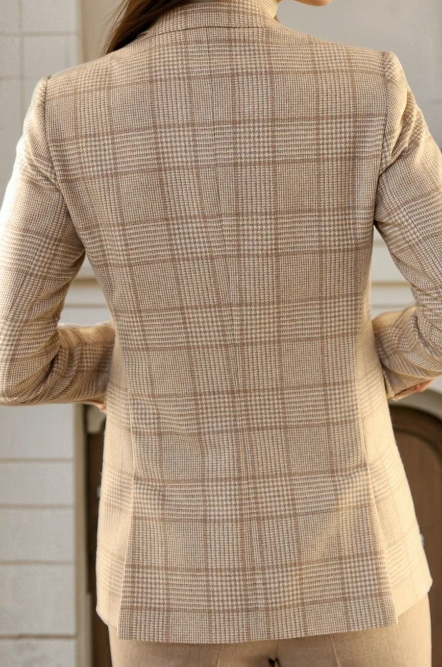 Veste Isabel en laine vierge - Prince de Galles Camel-VESTE BLAZER FEMME-Curling-Paris