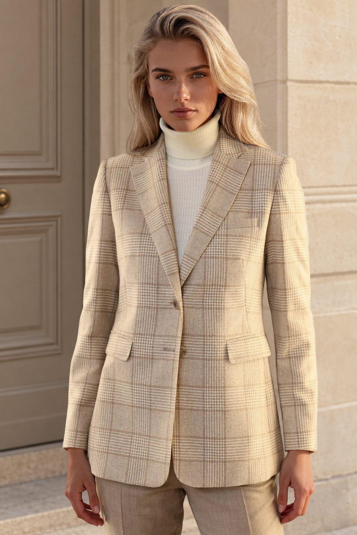 Veste Isabel en laine vierge - Prince de Galles Camel-VESTE BLAZER FEMME-Curling-Paris