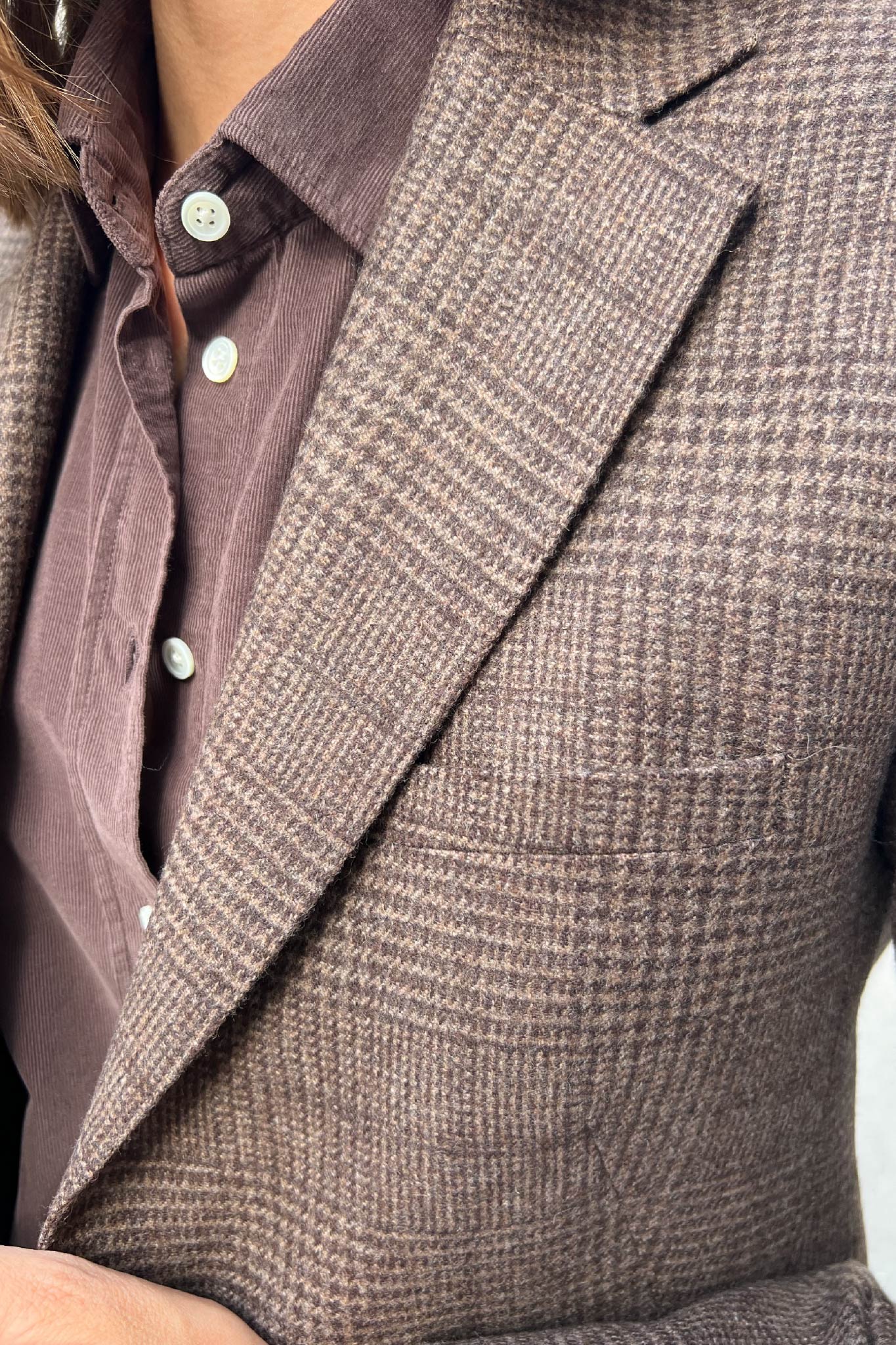 Veste Isabel en laine vierge - Prince de Galles Marron-VESTE BLAZER FEMME-Curling-Paris
