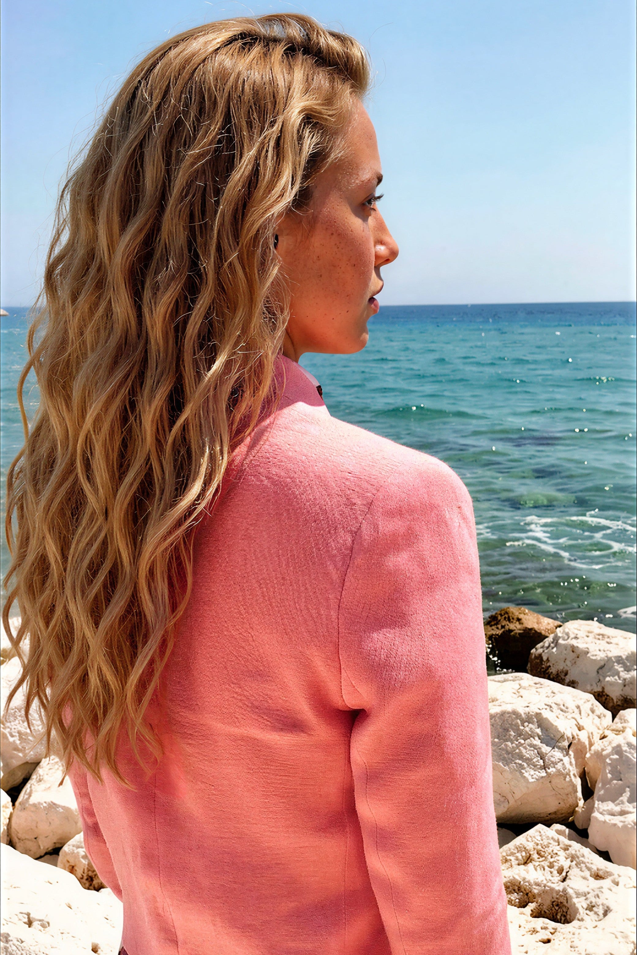 Veste Jackie en lin - rose