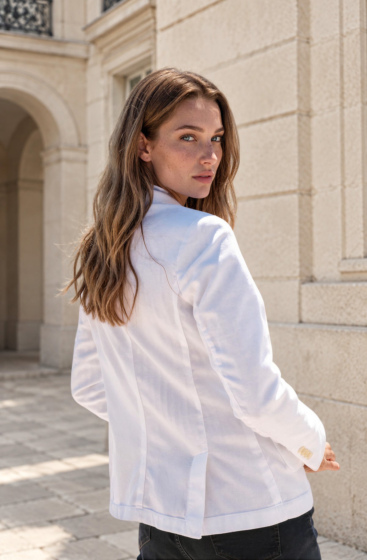 Veste Margot en coton Di Sondrio - Blanc-VESTE BLAZER FEMME-Curling-Paris