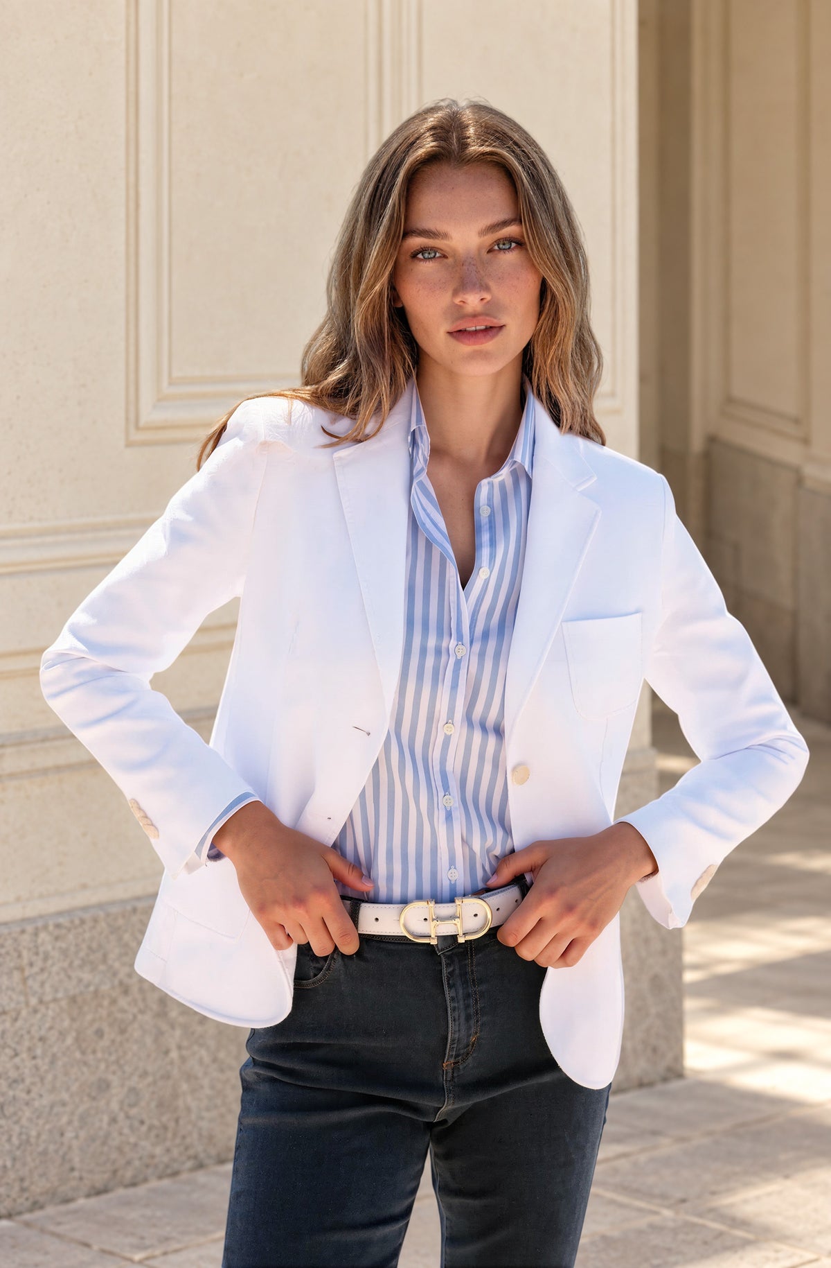Veste Margot en coton Di Sondrio - Blanc-VESTE BLAZER FEMME-Curling-Paris