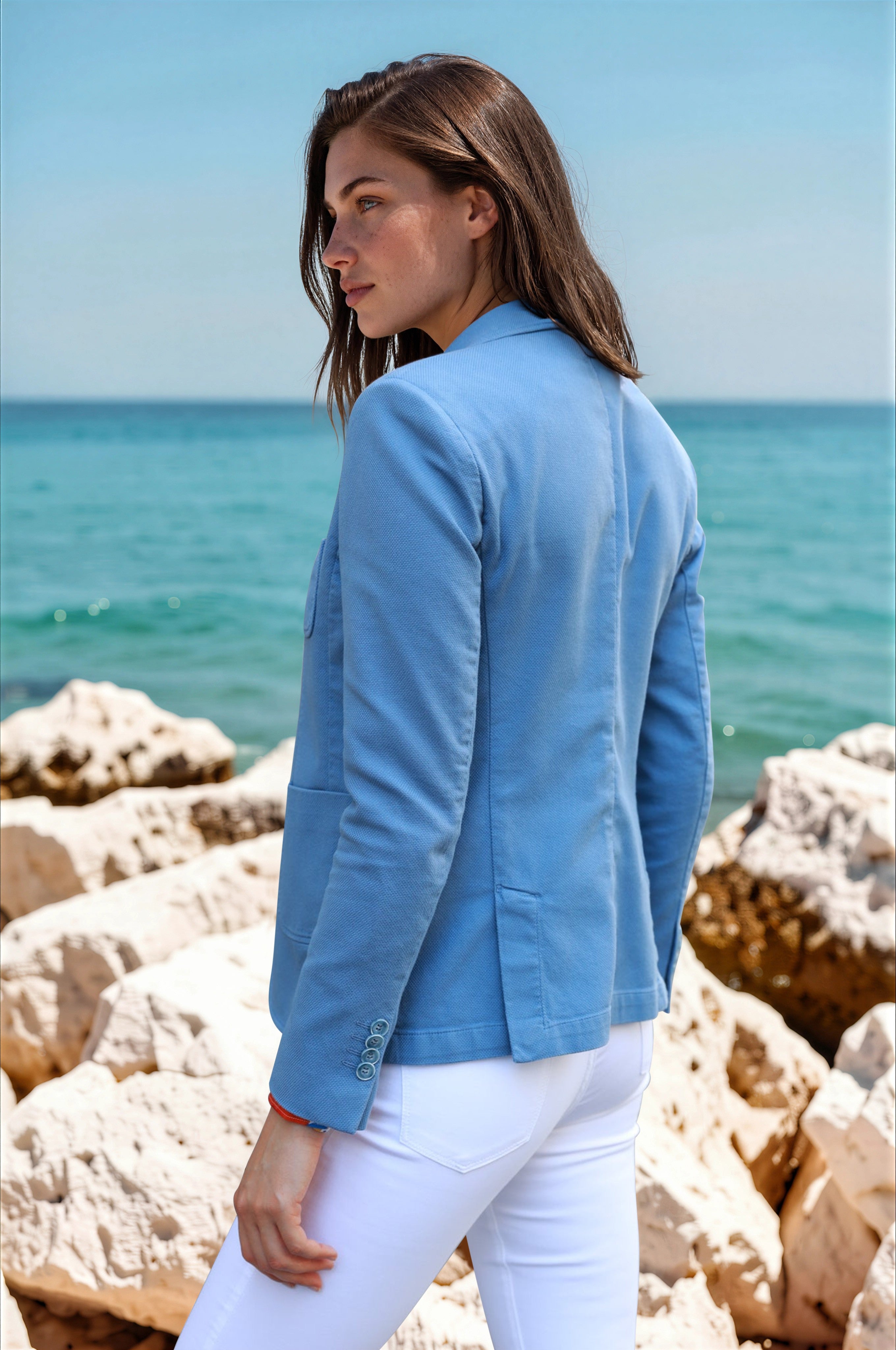 Veste Margot en coton Di Sondrio - Ciel-VESTE BLAZER FEMME-Curling-Paris