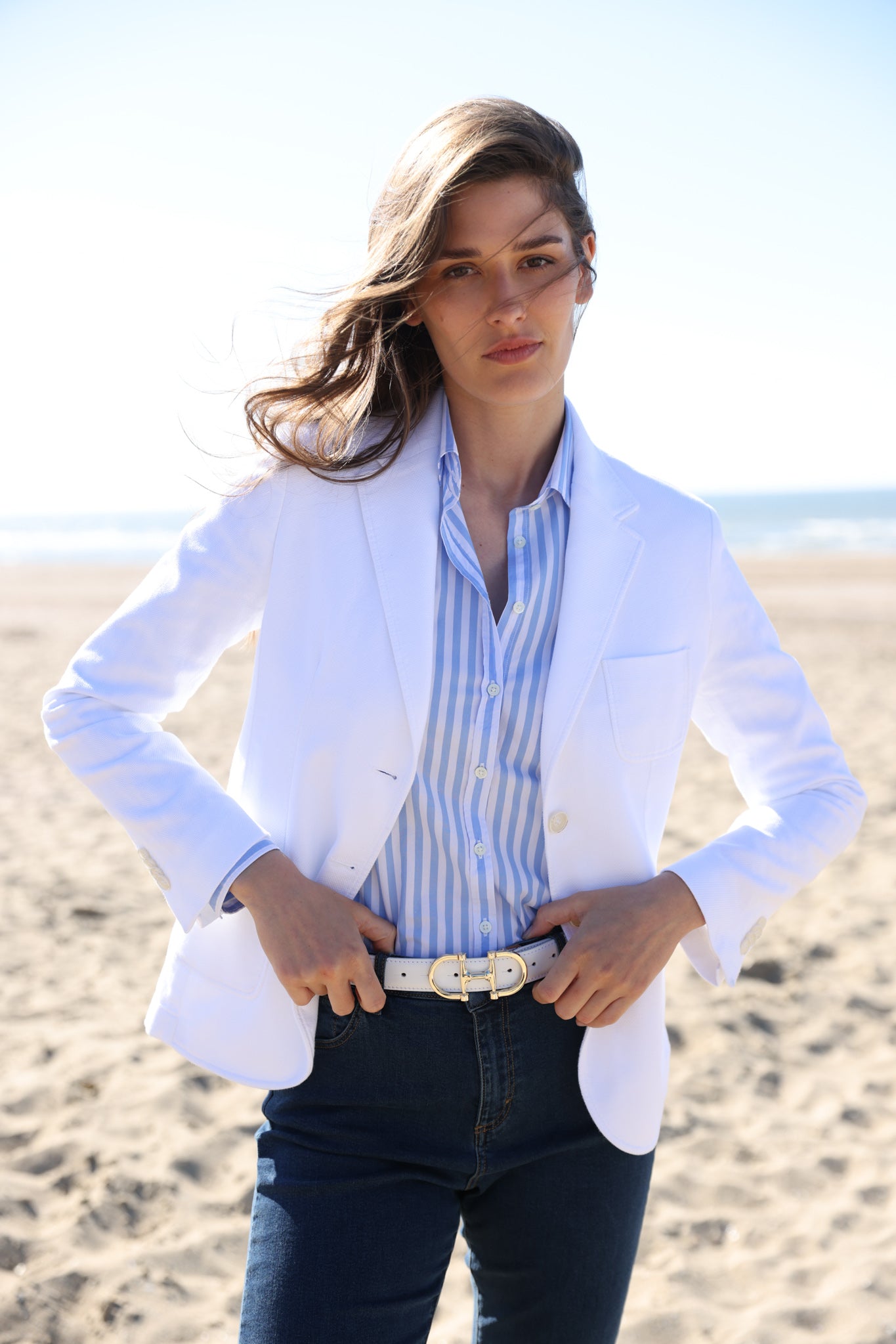 Veste Margot en coton stretch Di Sondrio - Blanc-VESTE BLAZER FEMME-Curling-Paris