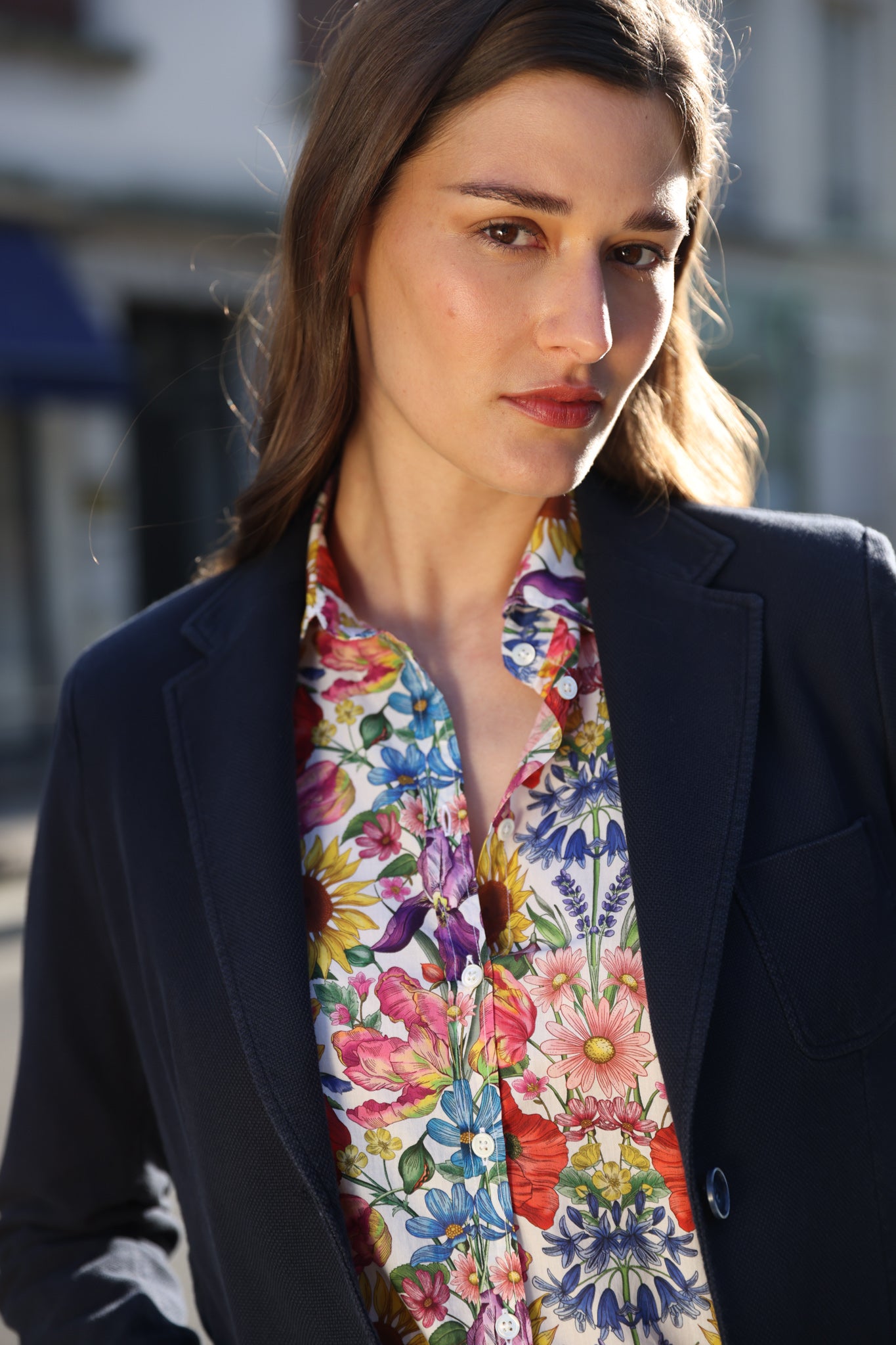 Veste Margot en coton stretch Di Sondrio - Marine-VESTE BLAZER FEMME-Curling-Paris