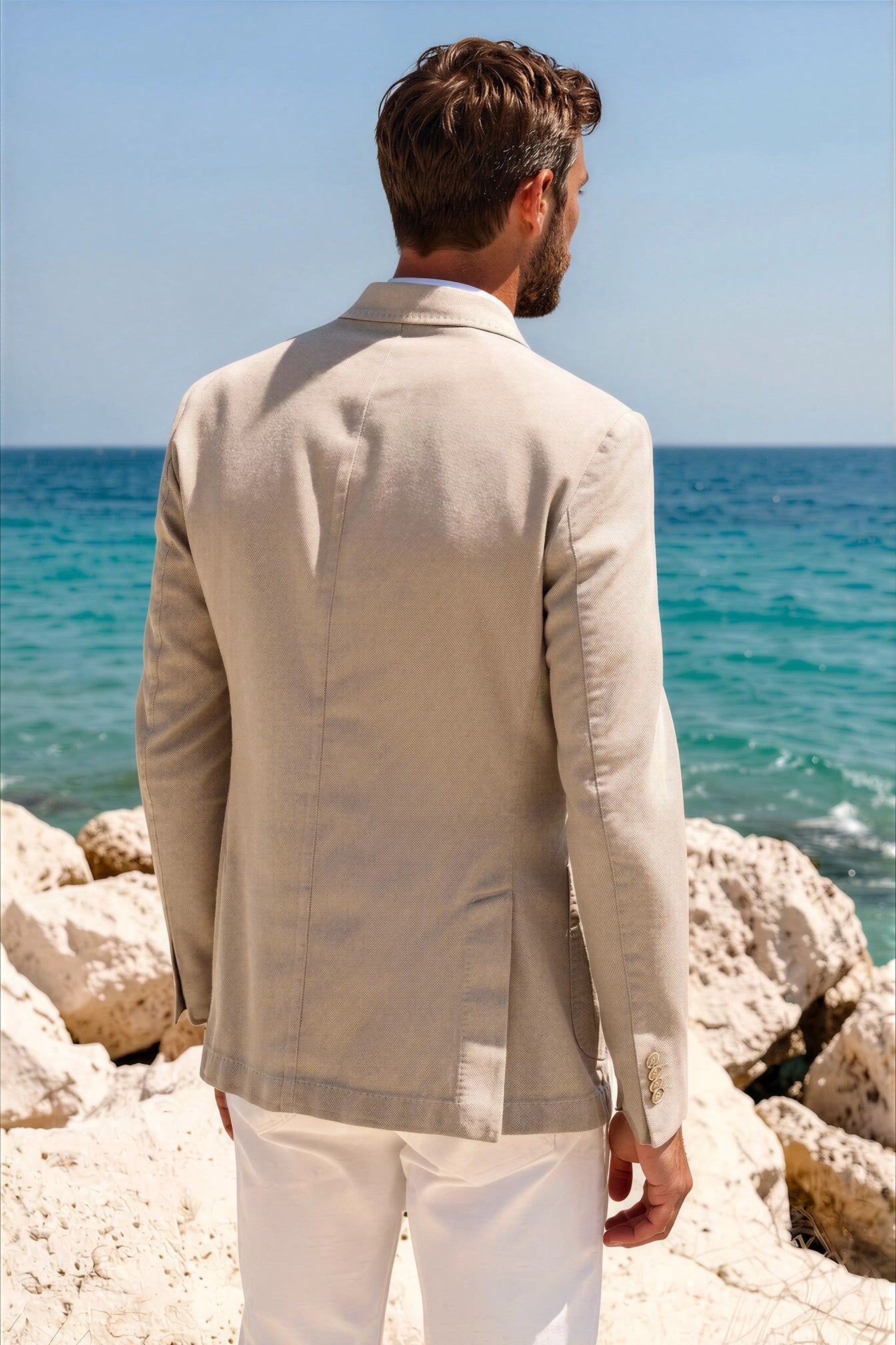 Veste Ralph déstructurée en coton Di Sondrio - Beige-VESTE BLAZER HOMME-Curling-Paris