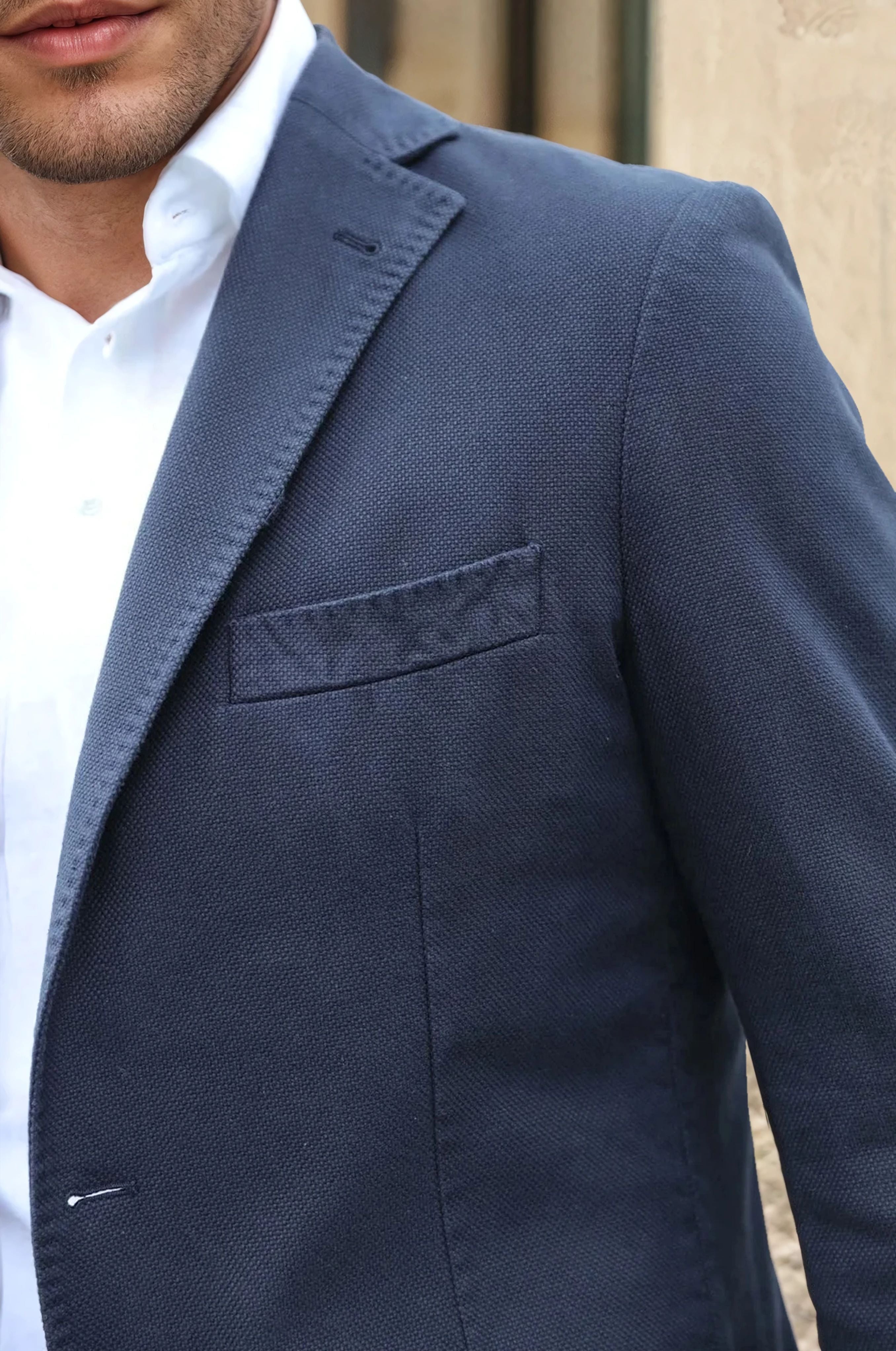 Veste Ralph déstructurée en coton Di Sondrio - Marine-VESTE BLAZER HOMME-Curling-Paris