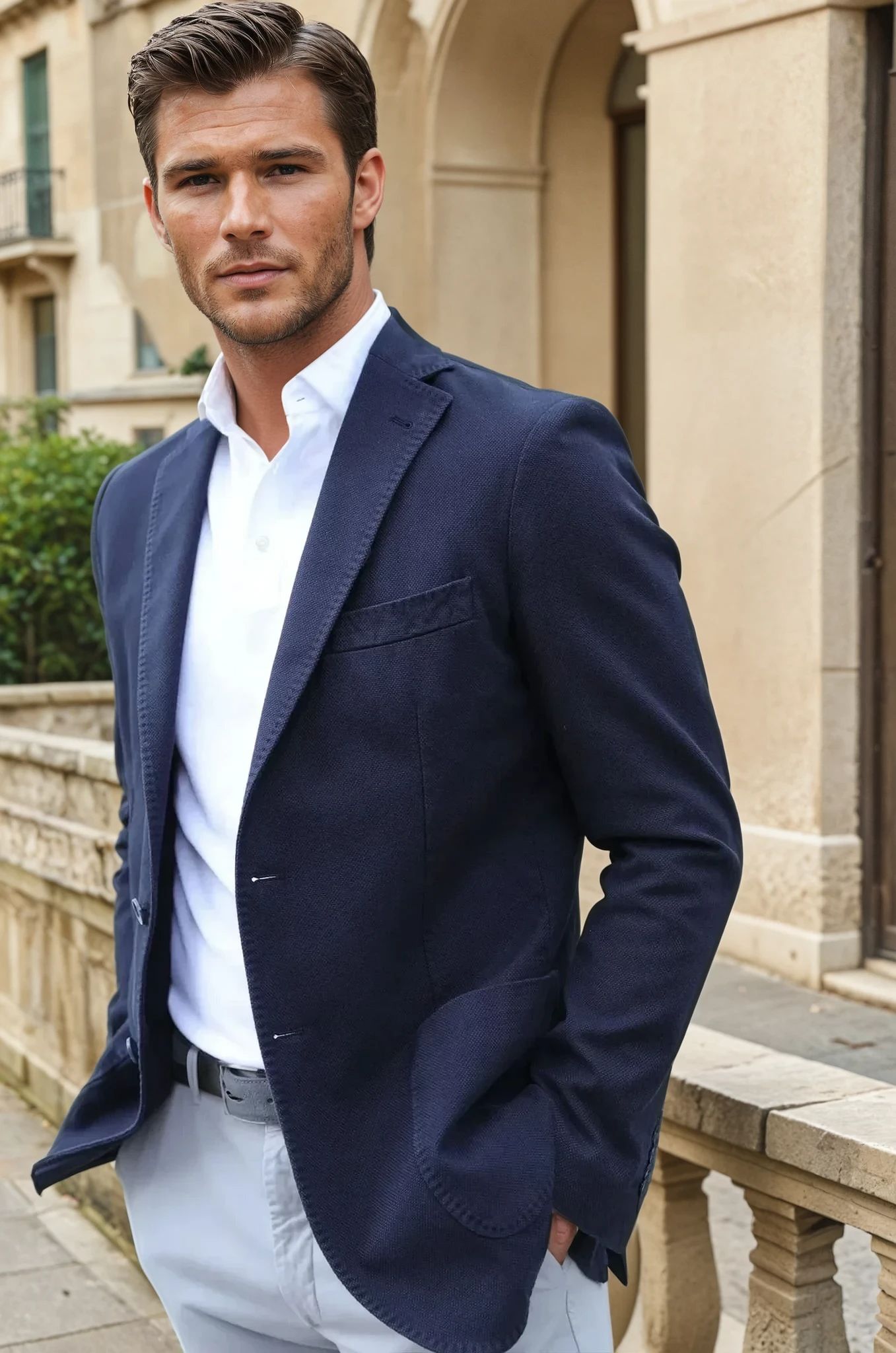 Veste Ralph déstructurée en coton Di Sondrio - Marine-VESTE BLAZER HOMME-Curling-Paris