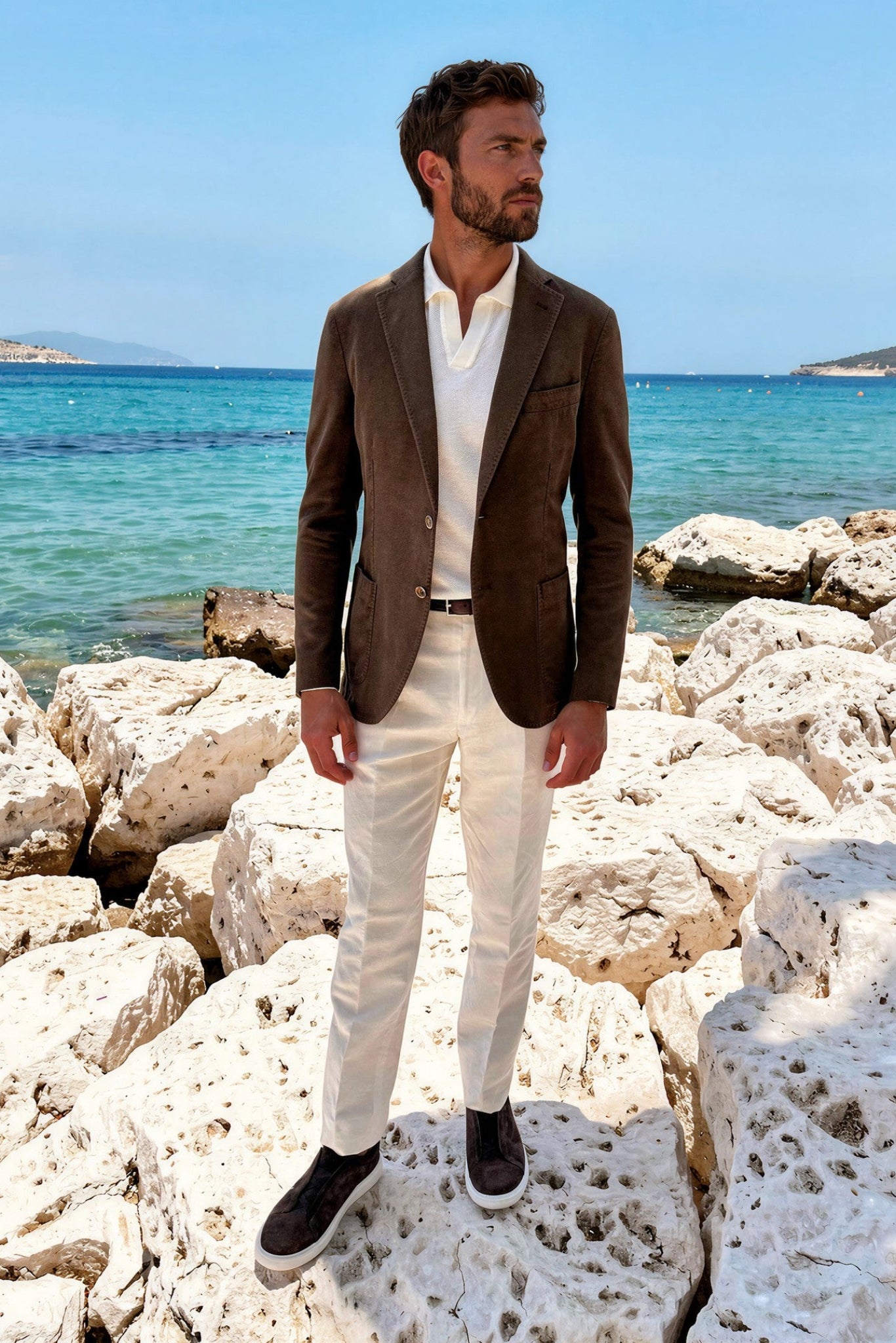 Veste Ralph déstructurée en coton Di Sondrio - Marron-VESTE BLAZER HOMME-Curling-Paris