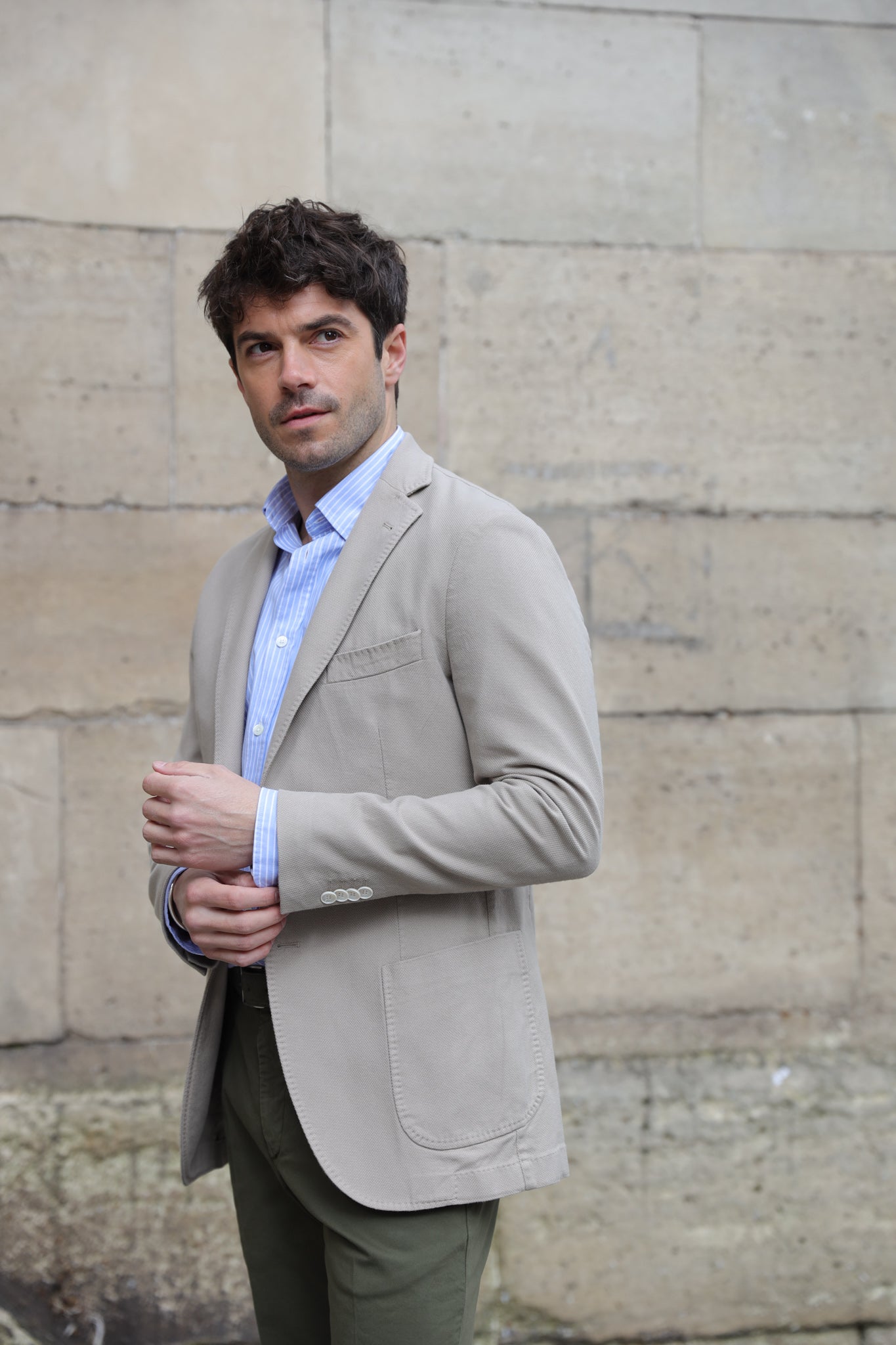 Veste Ralph en coton Di Sondrio - Beige-VESTE BLAZER HOMME-Curling-Paris