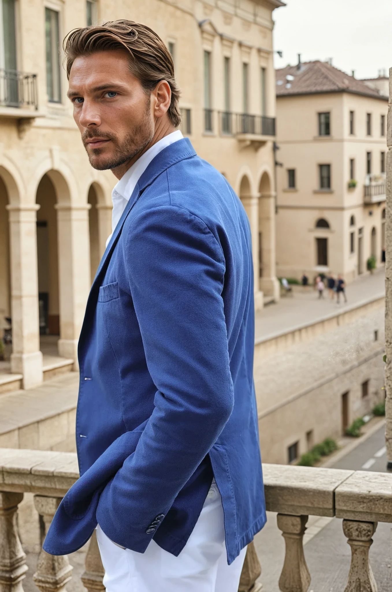 Veste Ralph en coton Di Sondrio - Bleu-VESTE BLAZER HOMME-Curling-Paris