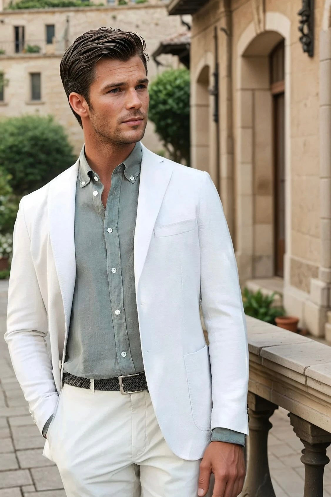 Veste Ralph en coton Di Sondrio - Ecru-VESTE BLAZER HOMME-Curling-Paris