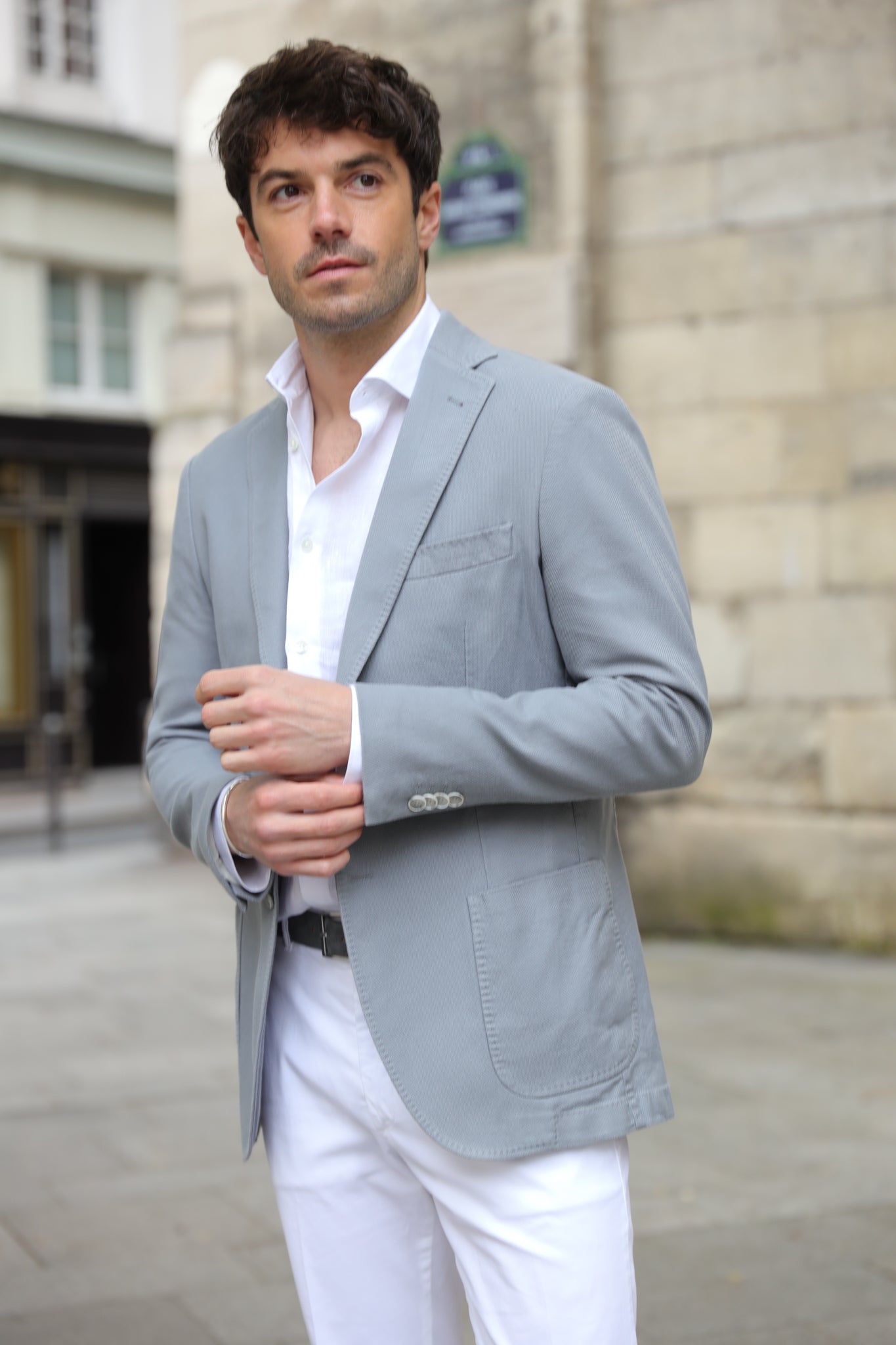 Veste Ralph en coton Di Sondrio - Gris-VESTE BLAZER HOMME-Curling-Paris