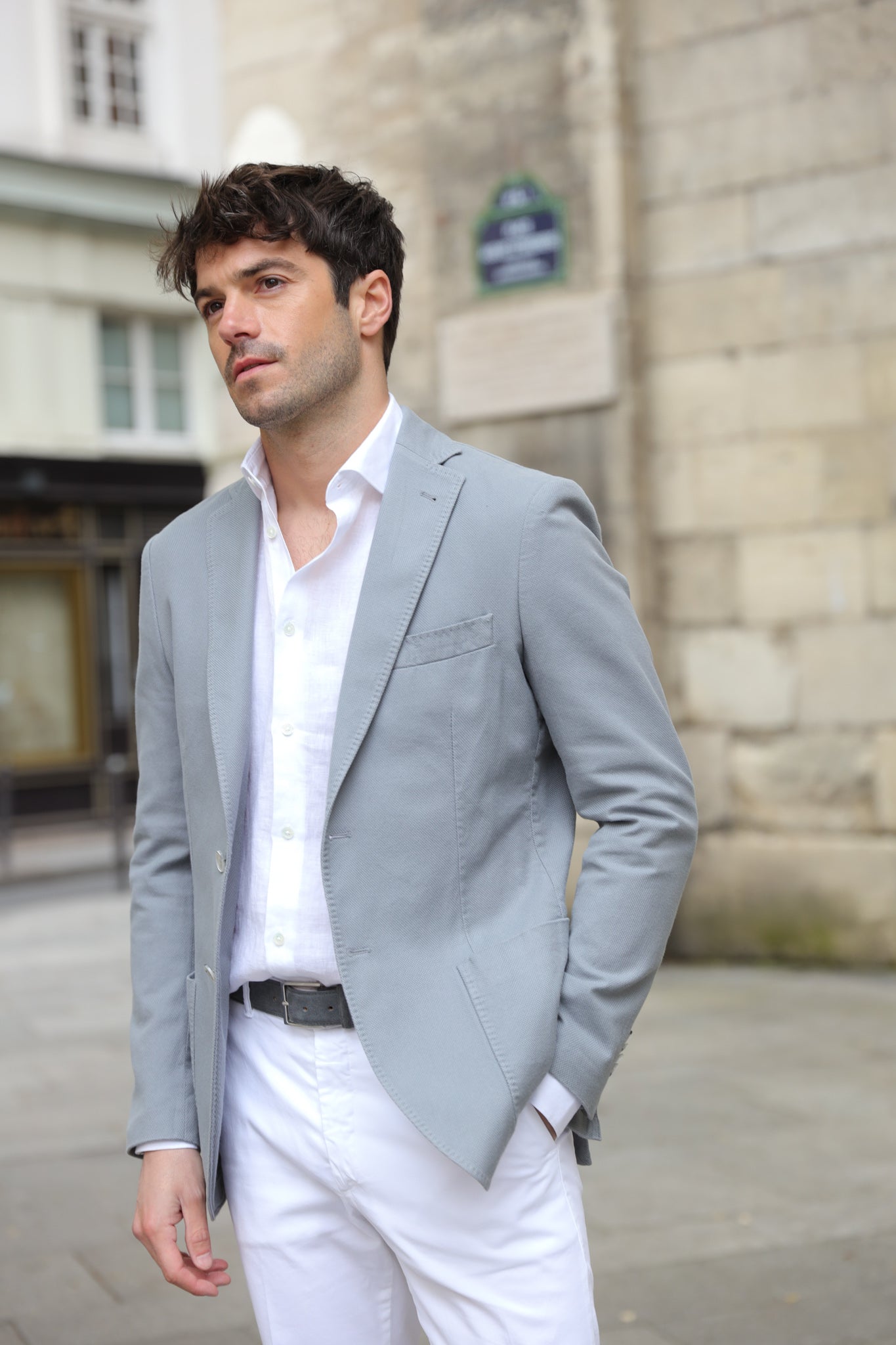 Veste Ralph en coton Di Sondrio - Gris-VESTE BLAZER HOMME-Curling-Paris