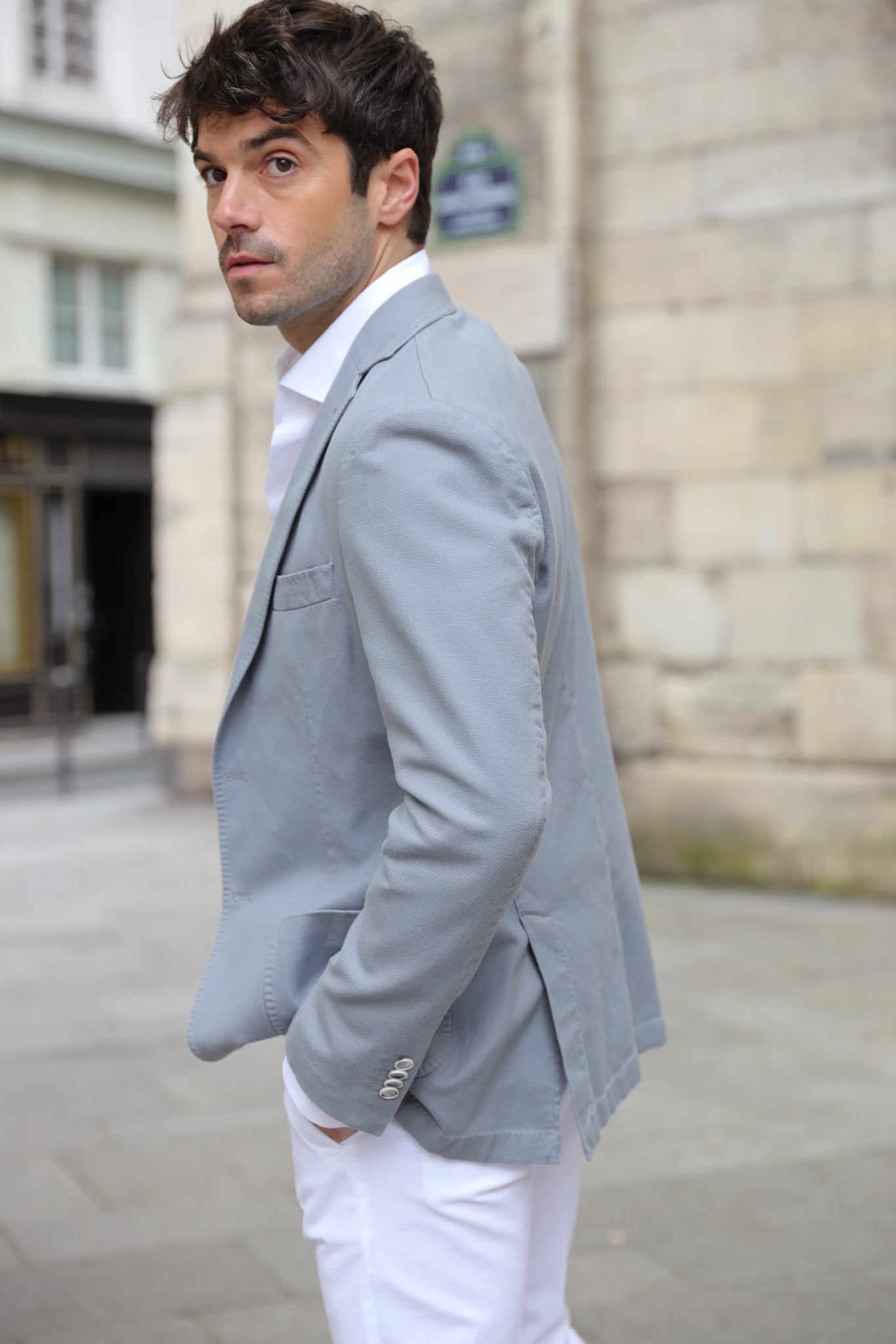 Veste Ralph en coton Di Sondrio - Gris-VESTE BLAZER HOMME-Curling-Paris