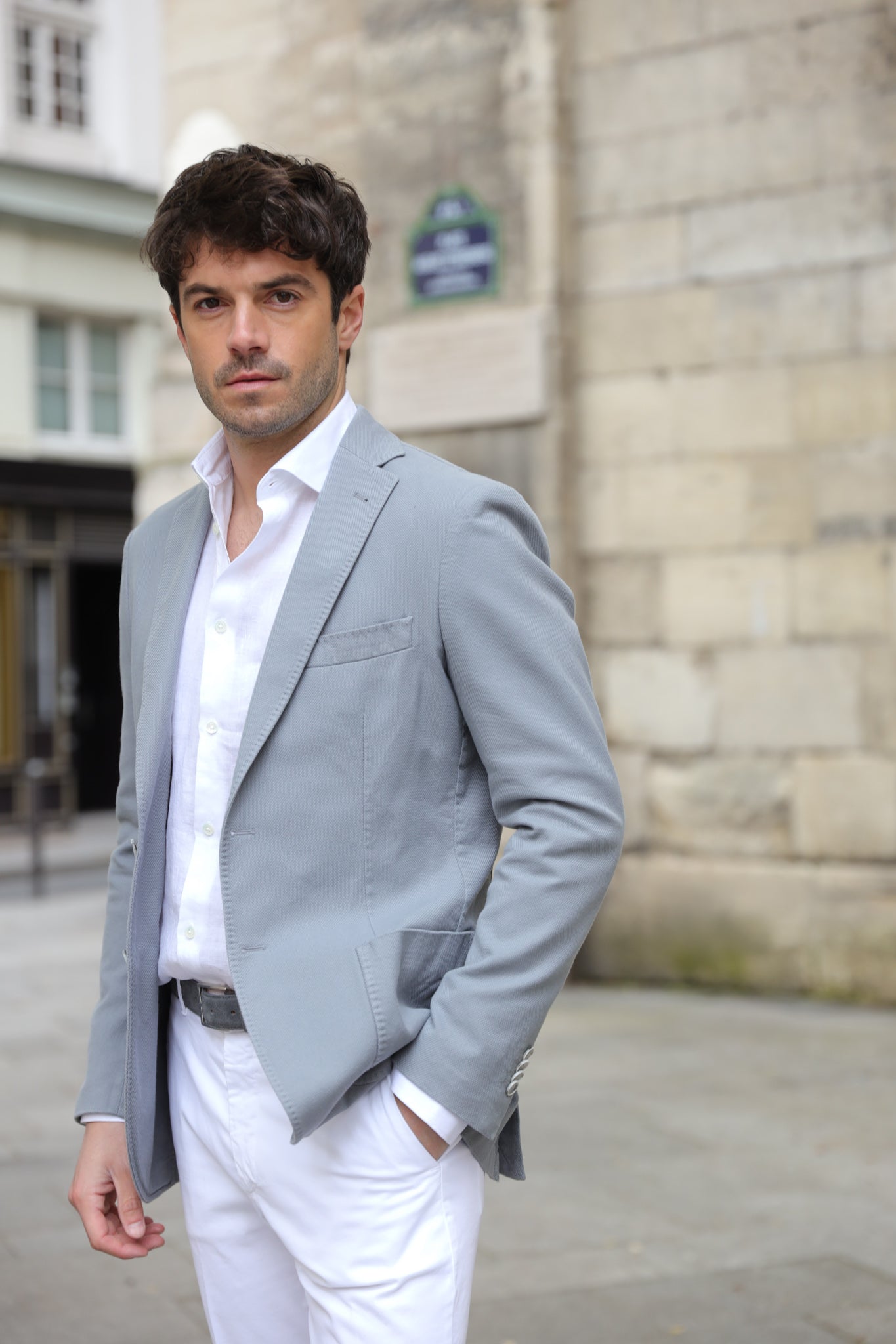 Veste Ralph en coton Di Sondrio - Gris-VESTE BLAZER HOMME-Curling-Paris