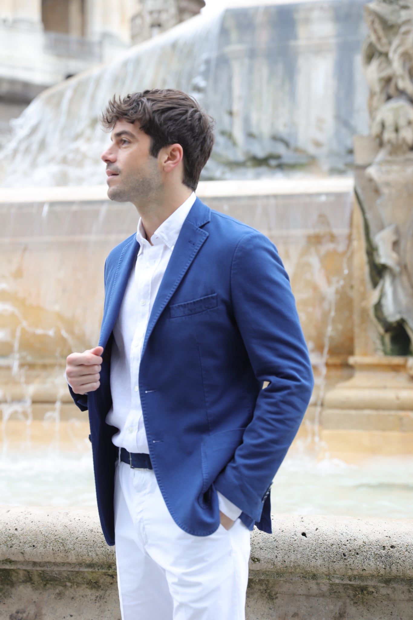 Veste Ralph en coton Di Sondrio - Indigo-VESTE BLAZER HOMME-Curling-Paris