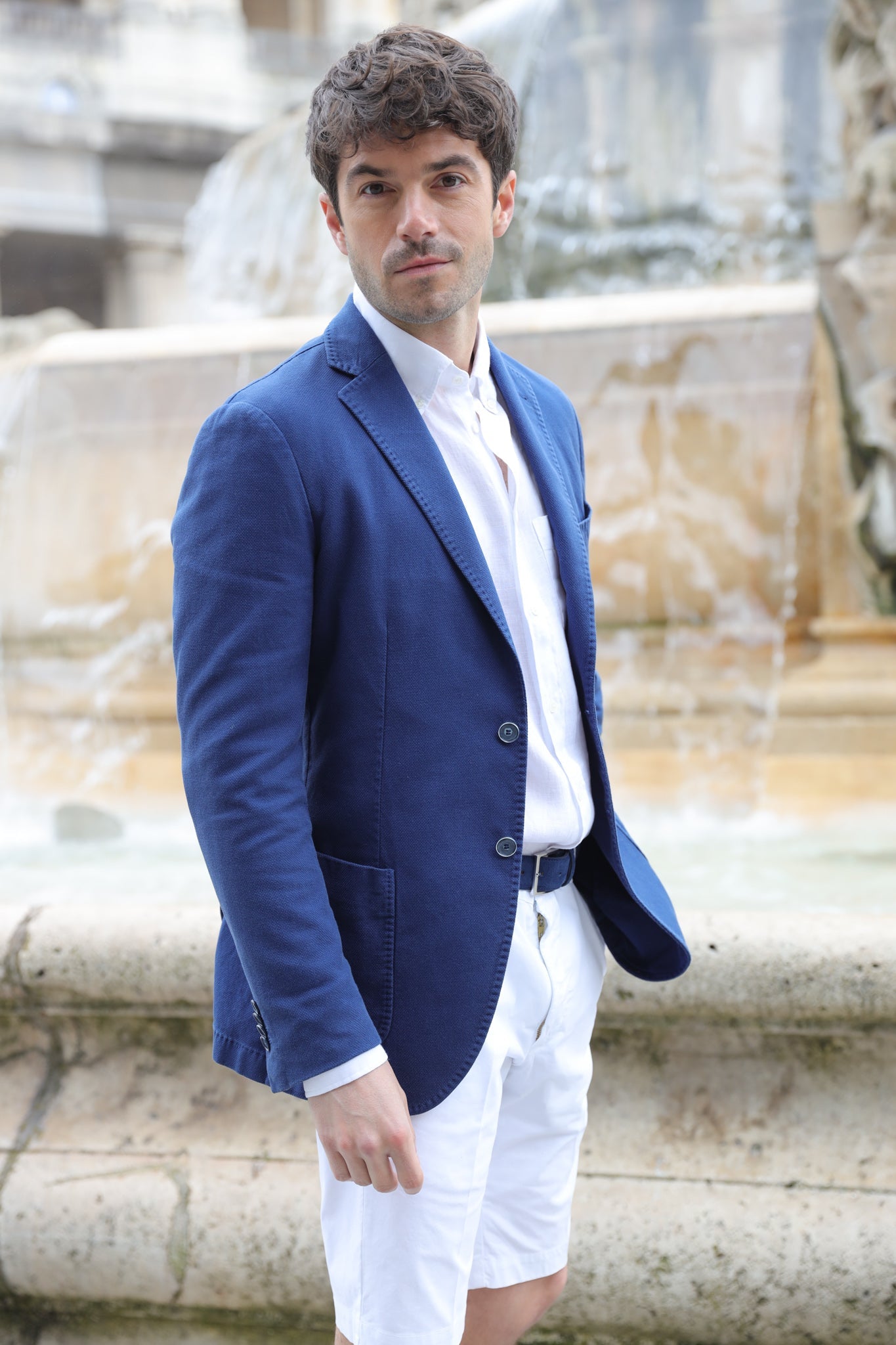 Veste Ralph en coton Di Sondrio - Indigo-VESTE BLAZER HOMME-Curling-Paris