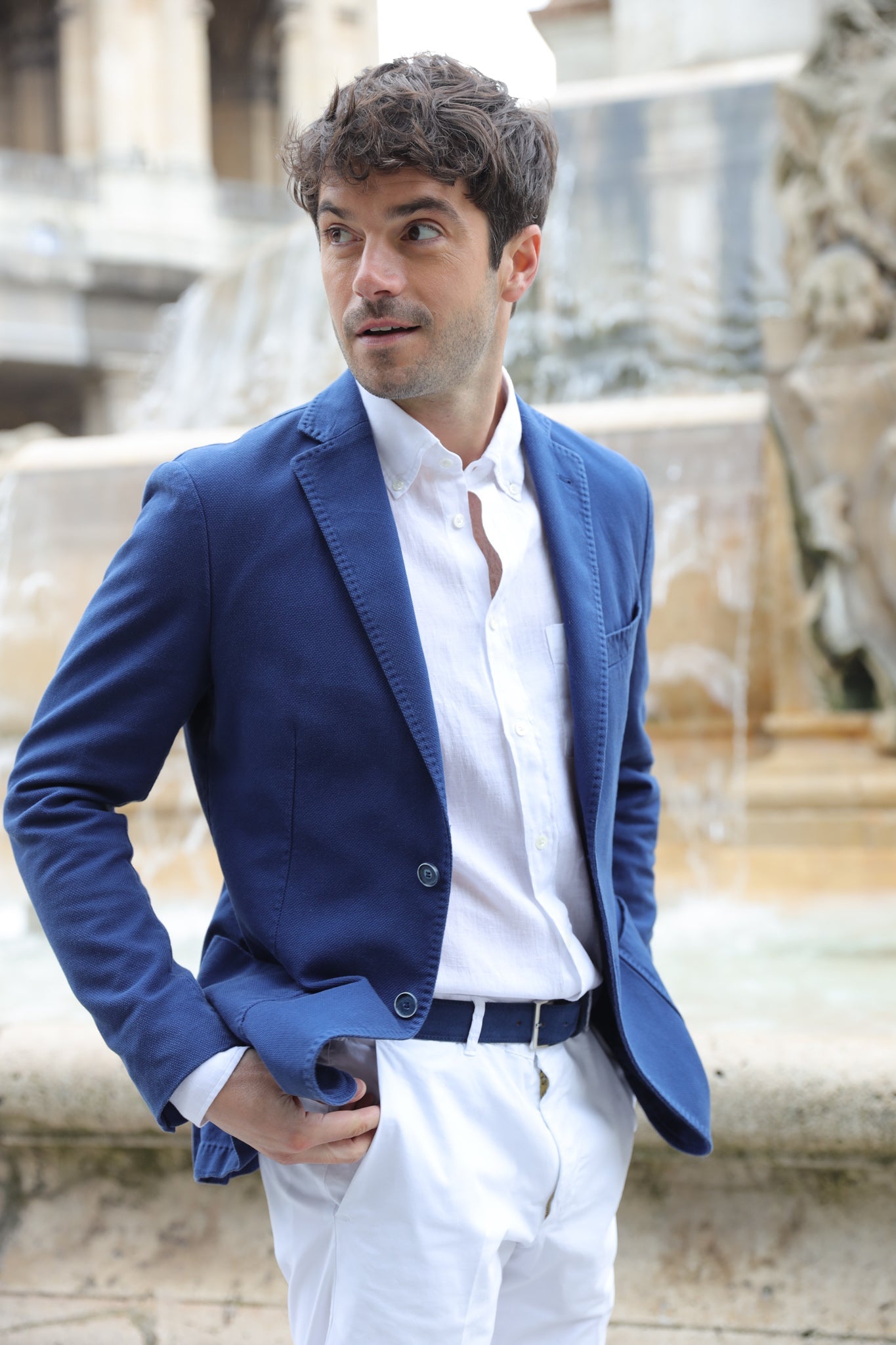 Veste Ralph en coton Di Sondrio - Indigo-VESTE BLAZER HOMME-Curling-Paris