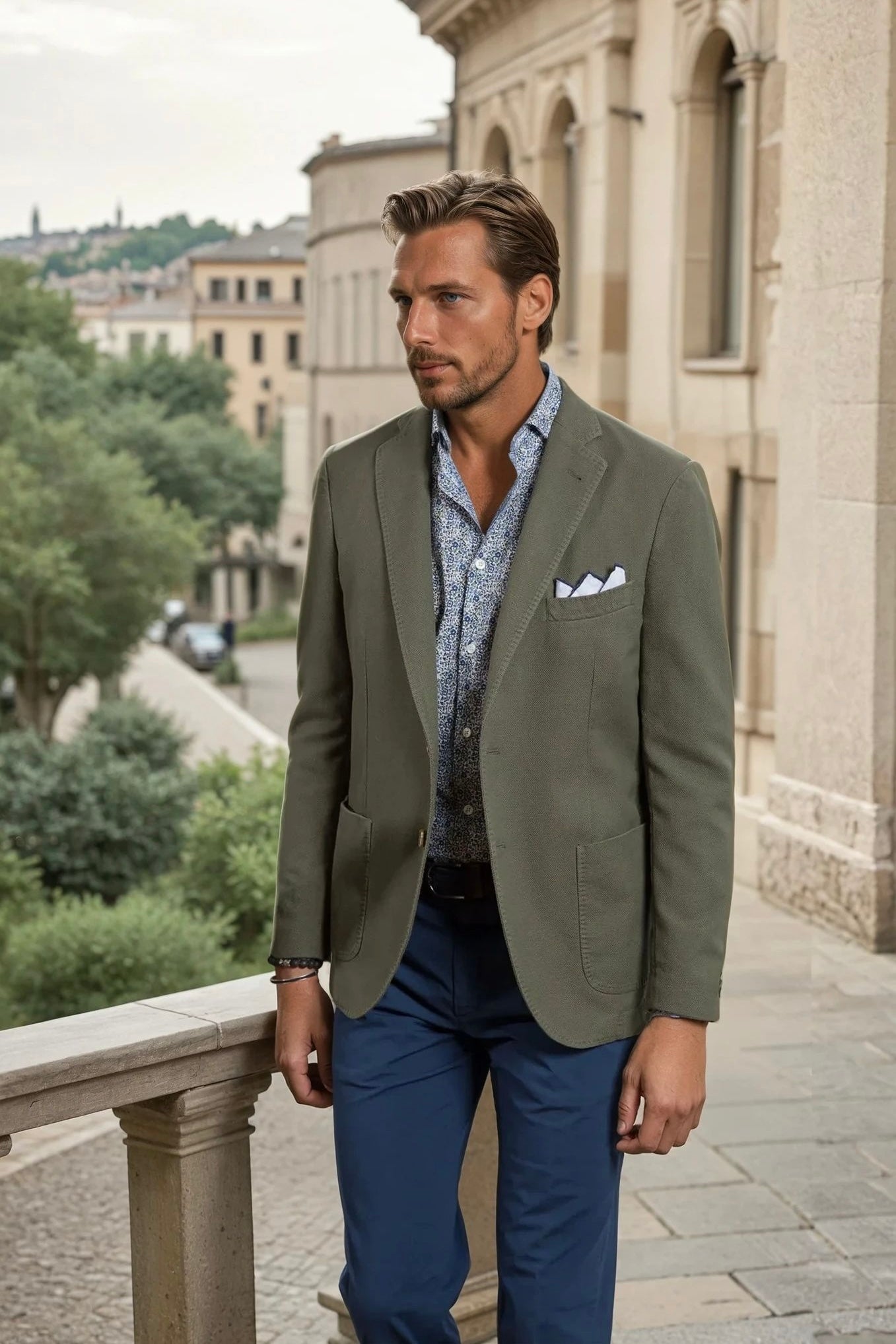 Veste Ralph en coton Di Sondrio - Kaki-VESTE BLAZER HOMME-Curling-Paris