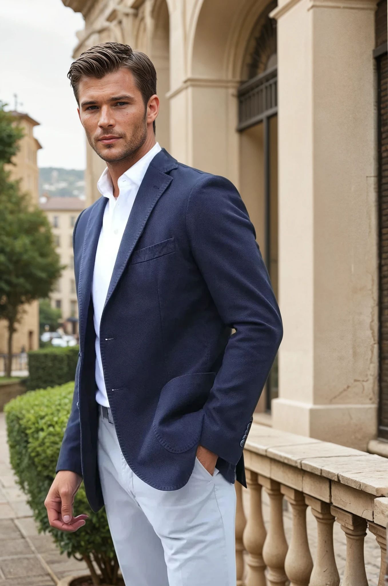 Veste Ralph en coton Di Sondrio - Marine-VESTE BLAZER HOMME-Curling-Paris