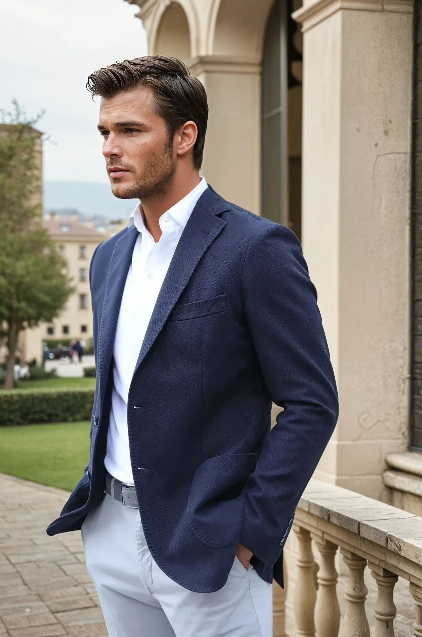 Veste Ralph en coton Di Sondrio - Marine-VESTE BLAZER HOMME-Curling-Paris