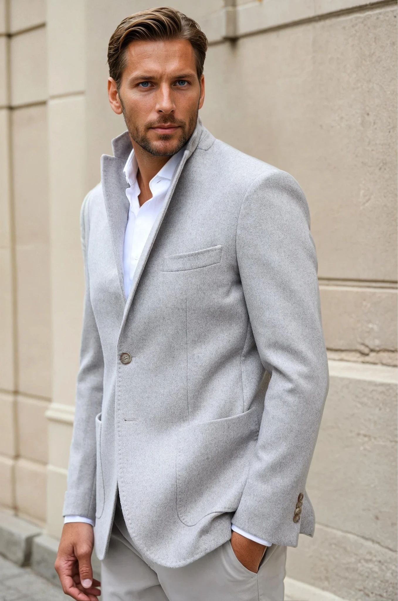 Veste Ralph en laine et cachemire double face Zanieri - Beige-VESTE BLAZER HOMME-Curling-Paris