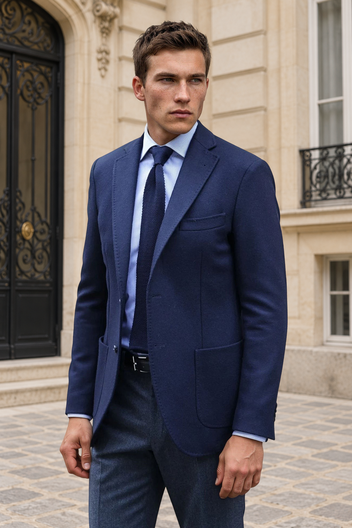 Veste Ralph en laine et cachemire double face Zanieri - Marine-VESTE BLAZER HOMME-Curling-Paris