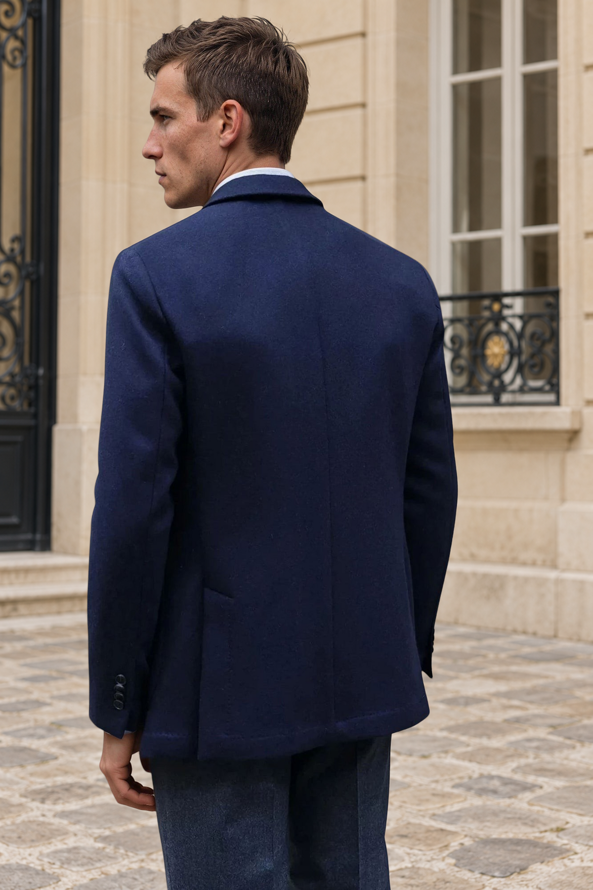 Veste Ralph en laine et cachemire double face Zanieri - Marine-VESTE BLAZER HOMME-Curling-Paris