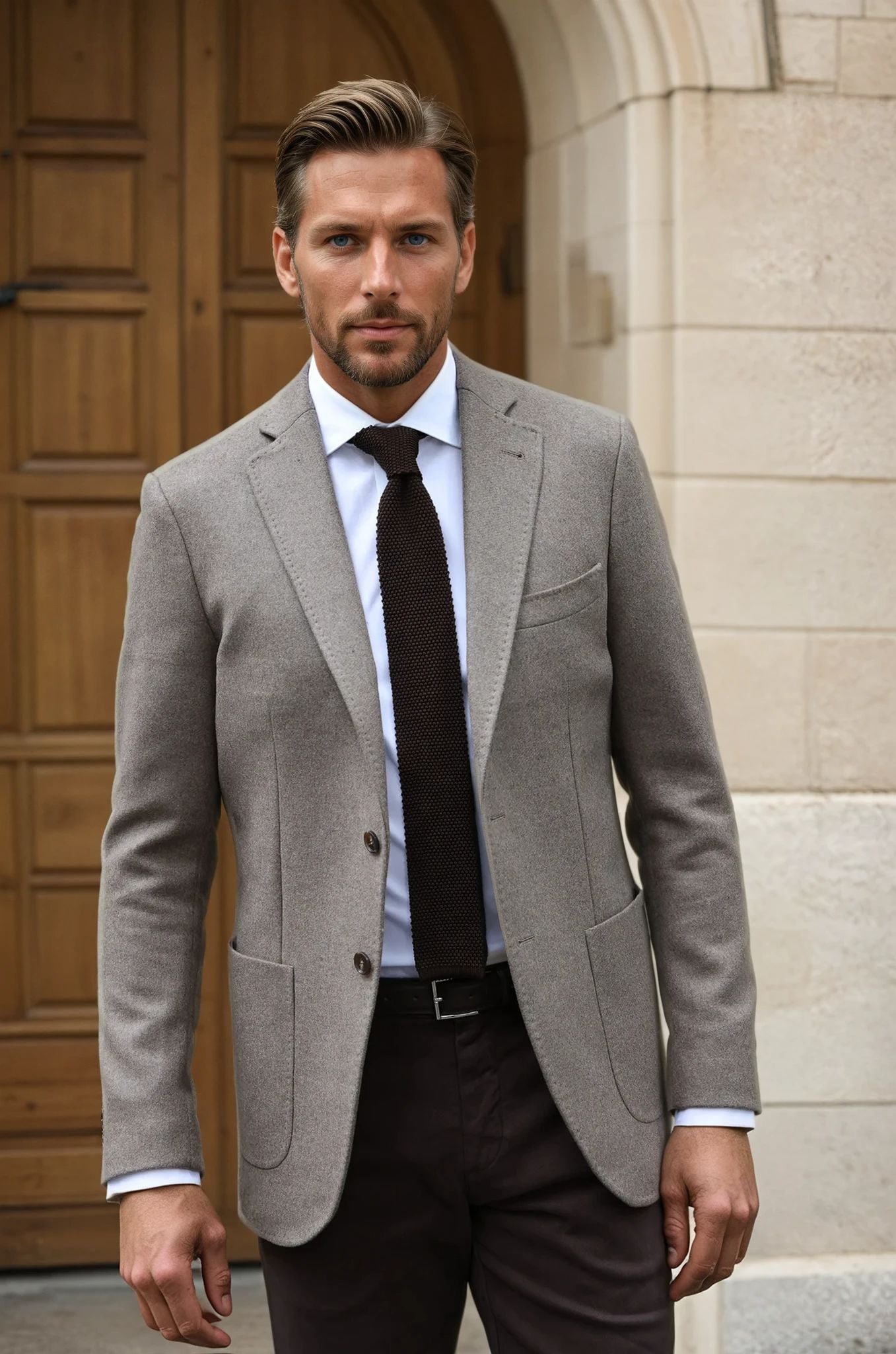 Veste Ralph en laine et cachemire double face Zanieri - Taupe-VESTE BLAZER HOMME-Curling-Paris