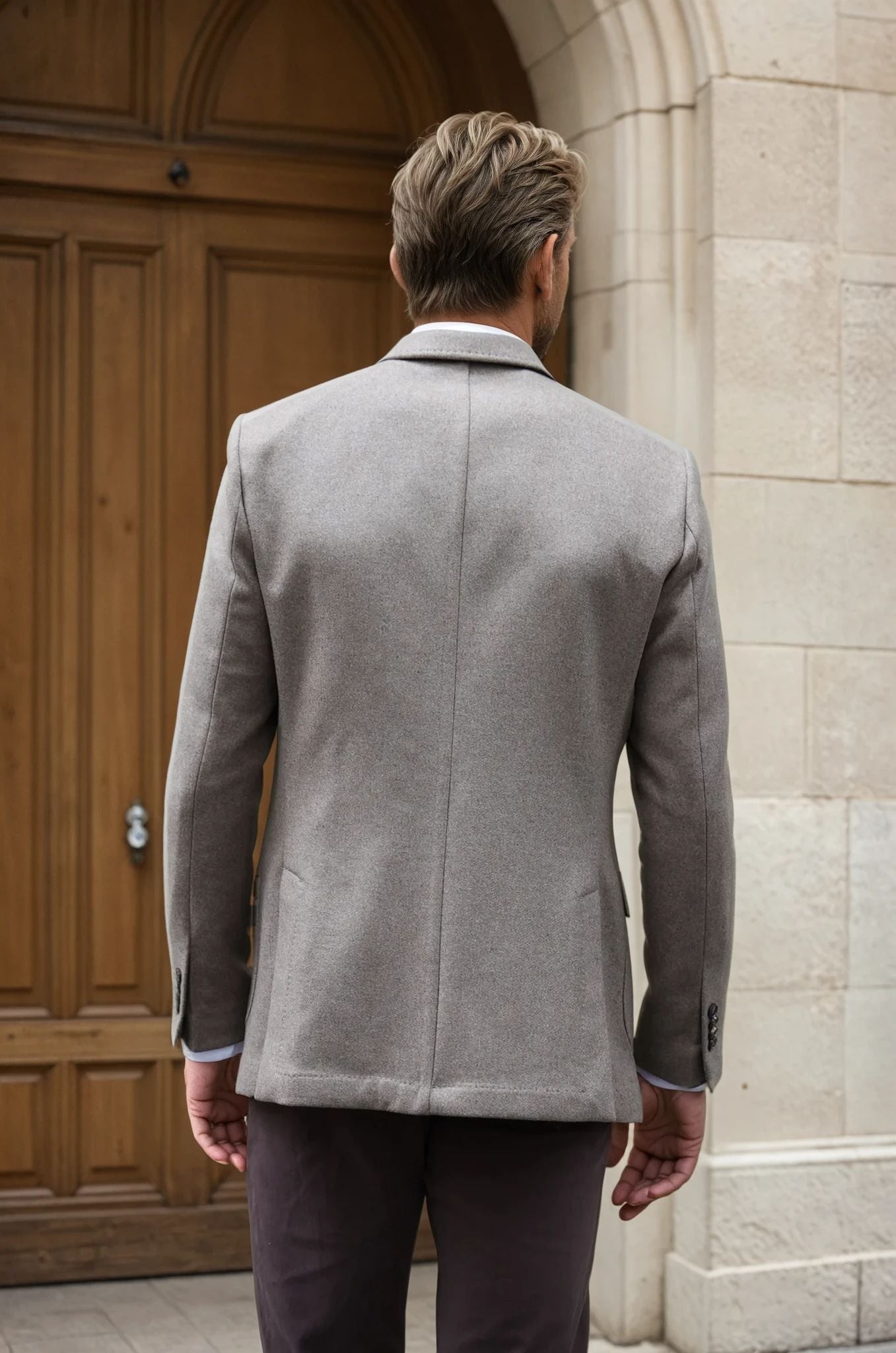 Veste Ralph en laine et cachemire double face Zanieri - Taupe-VESTE BLAZER HOMME-Curling-Paris